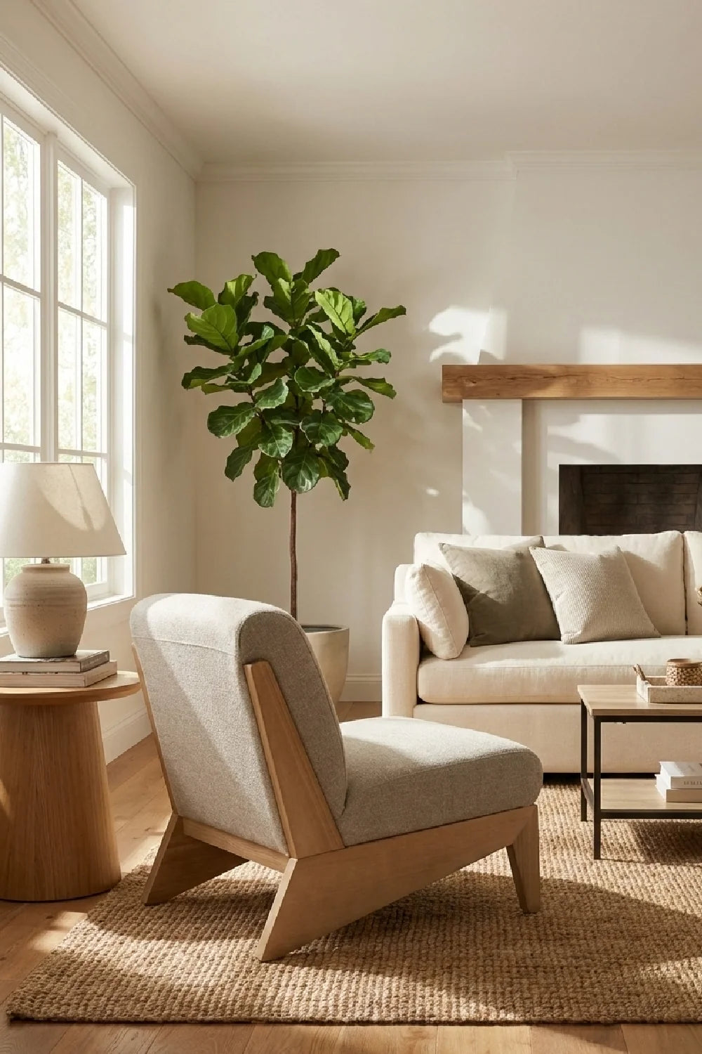 Luxury Wood Base Accent Lounge Chair Modern Italian Style for Villa