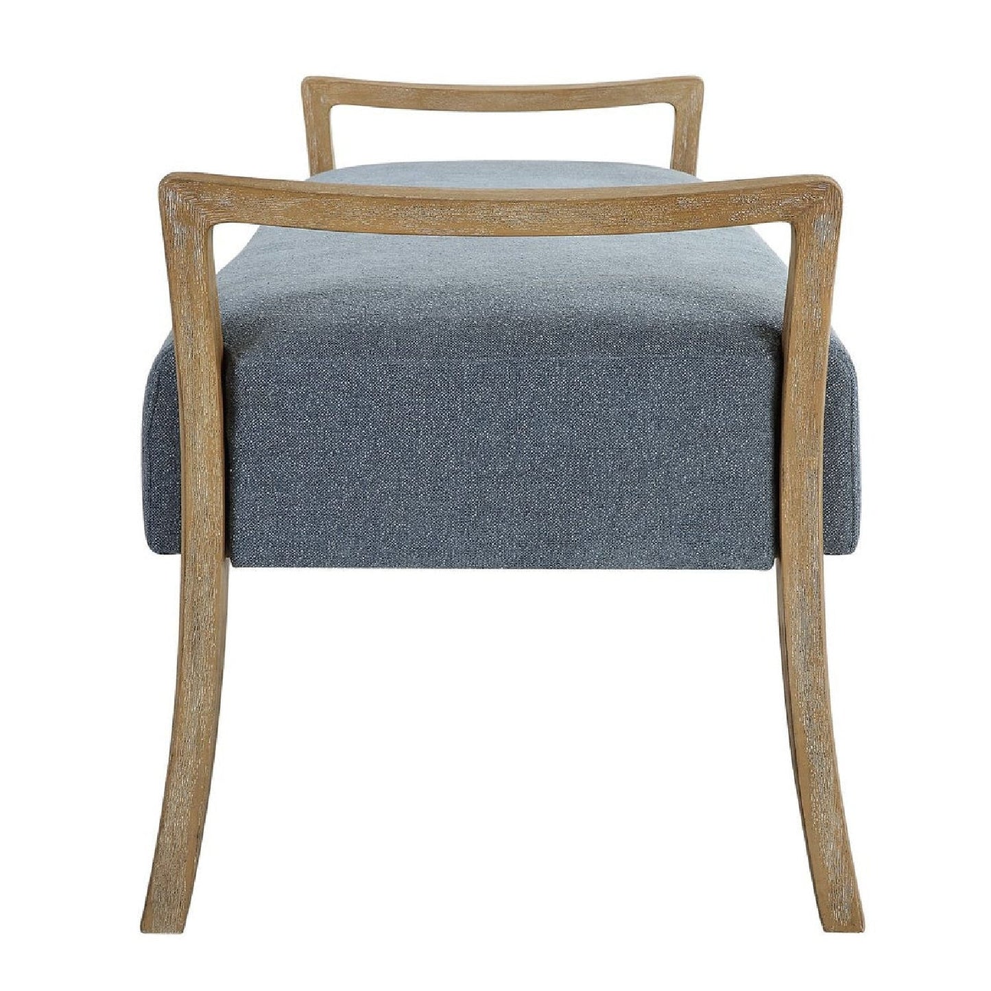 Luxury Wood Framed Blue Fabric Bench European Style for Villa