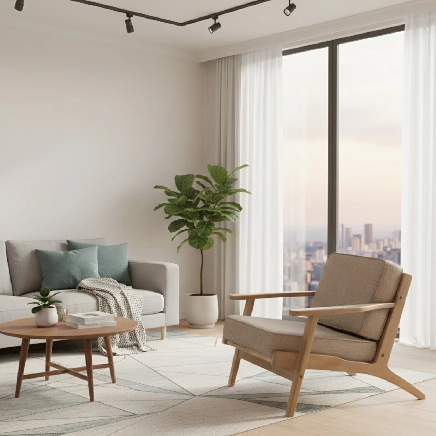 Luxury Wood Framed Lounge Chair Modern Italian Style for Villa