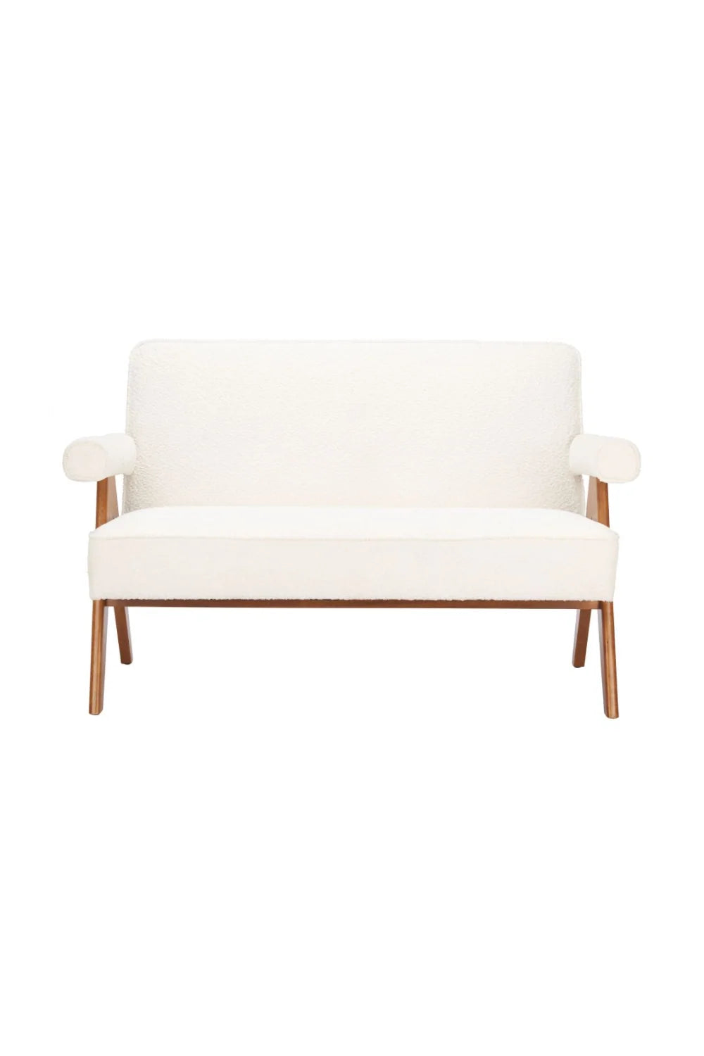 Luxury Wood Framed White Loveseat Modern Italian Style for Villa