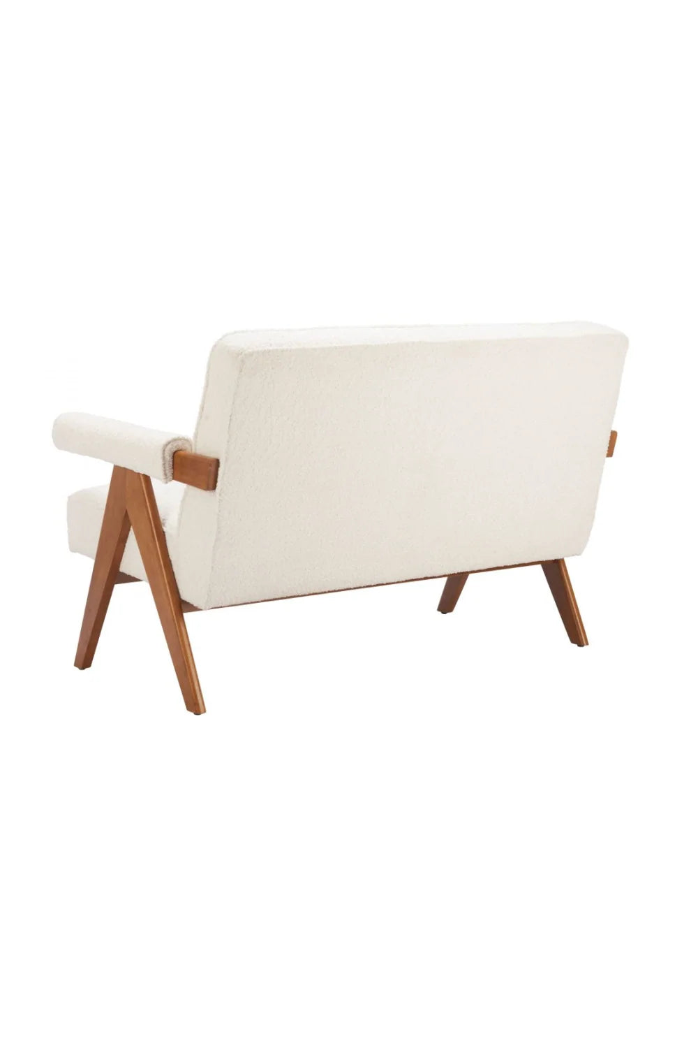 Luxury Wood Framed White Loveseat Modern Italian Style for Villa