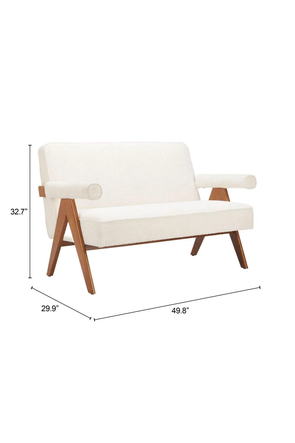 Luxury Wood Framed White Loveseat Modern Italian Style for Villa