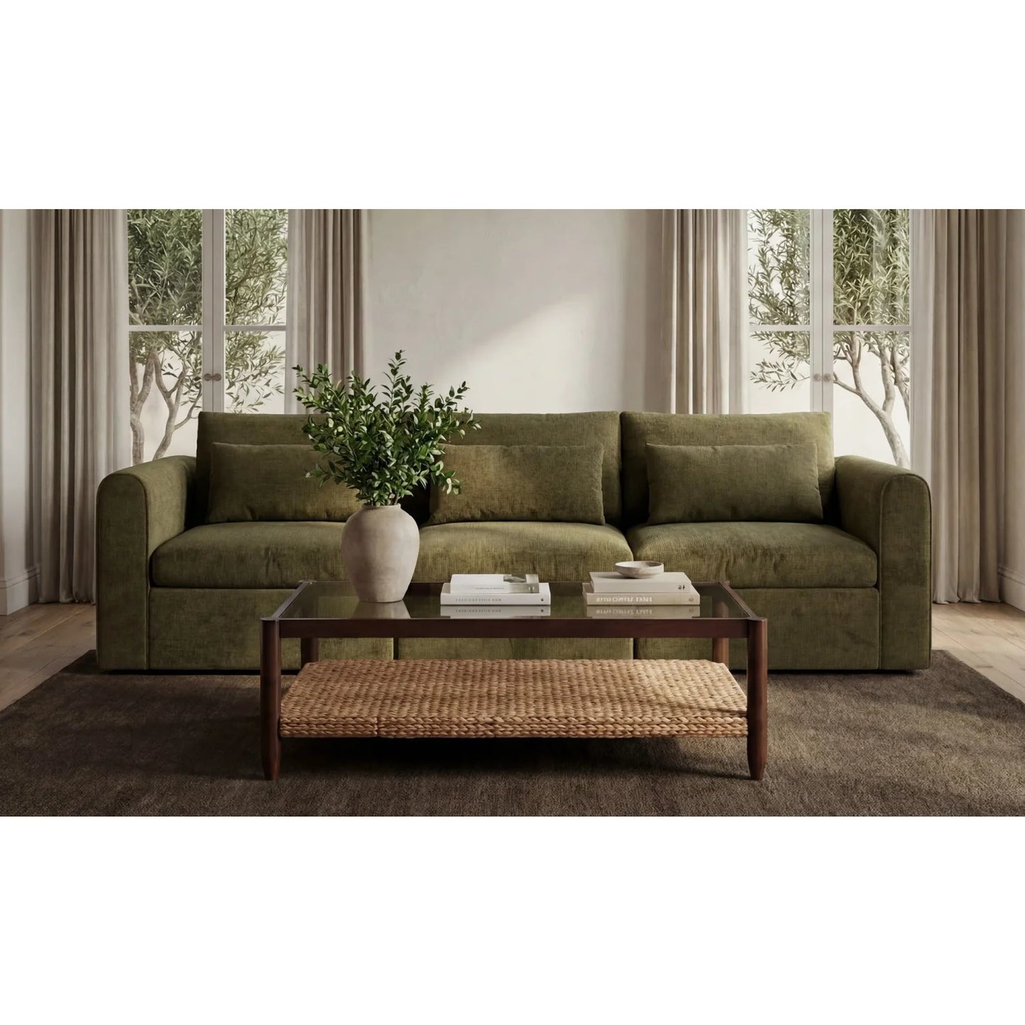 Luxury Wood Glass Coffee Table Modern Italian Style for Villa