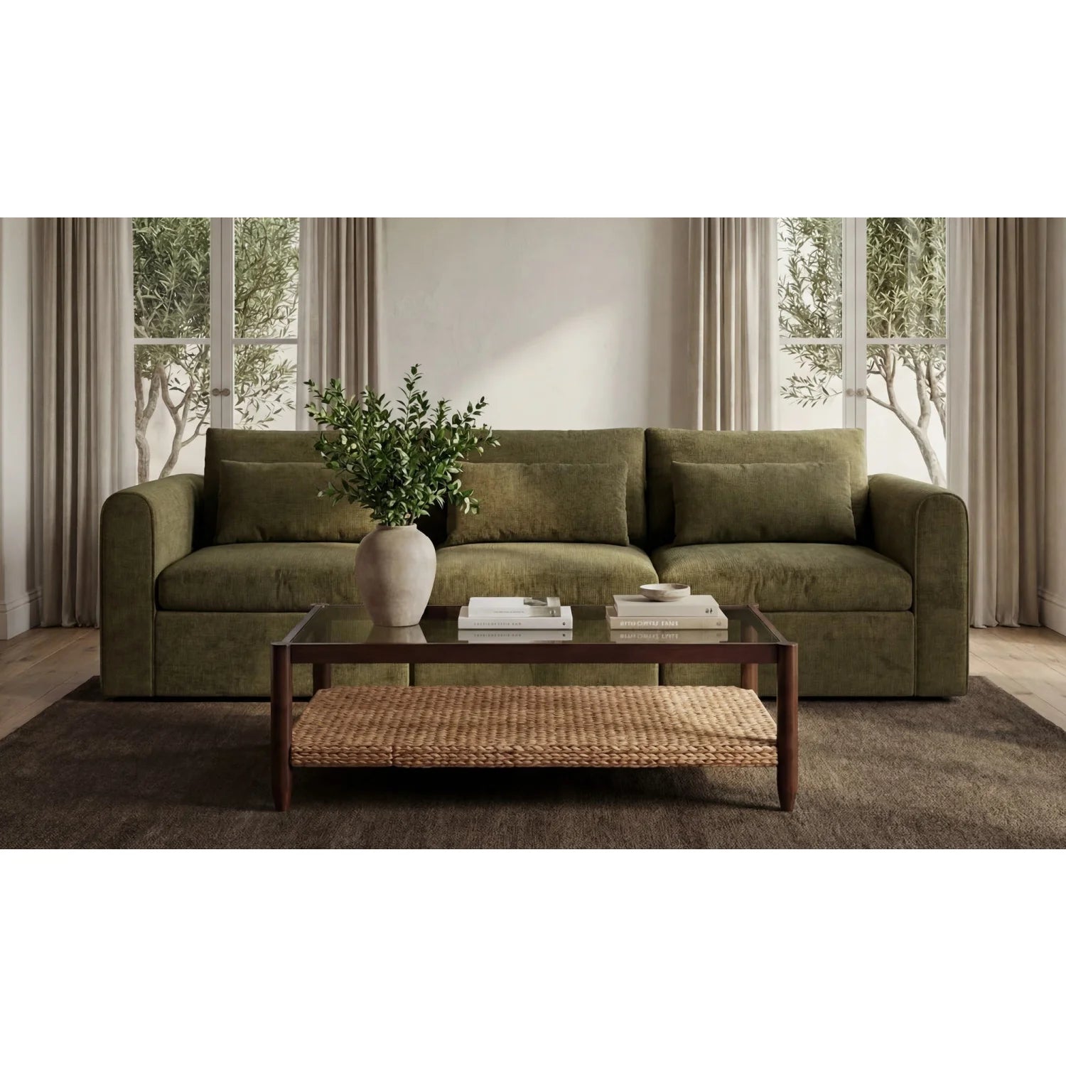 Luxury Wood Glass Coffee Table Modern Italian Style for Villa