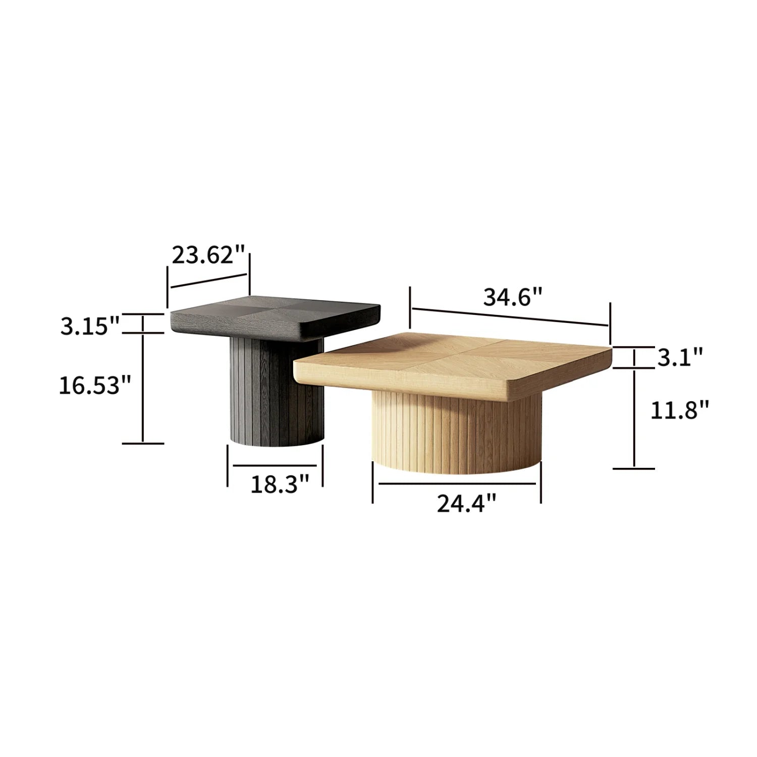 Luxury Wood Nesting Coffee Table Modern Italian Style for Villa