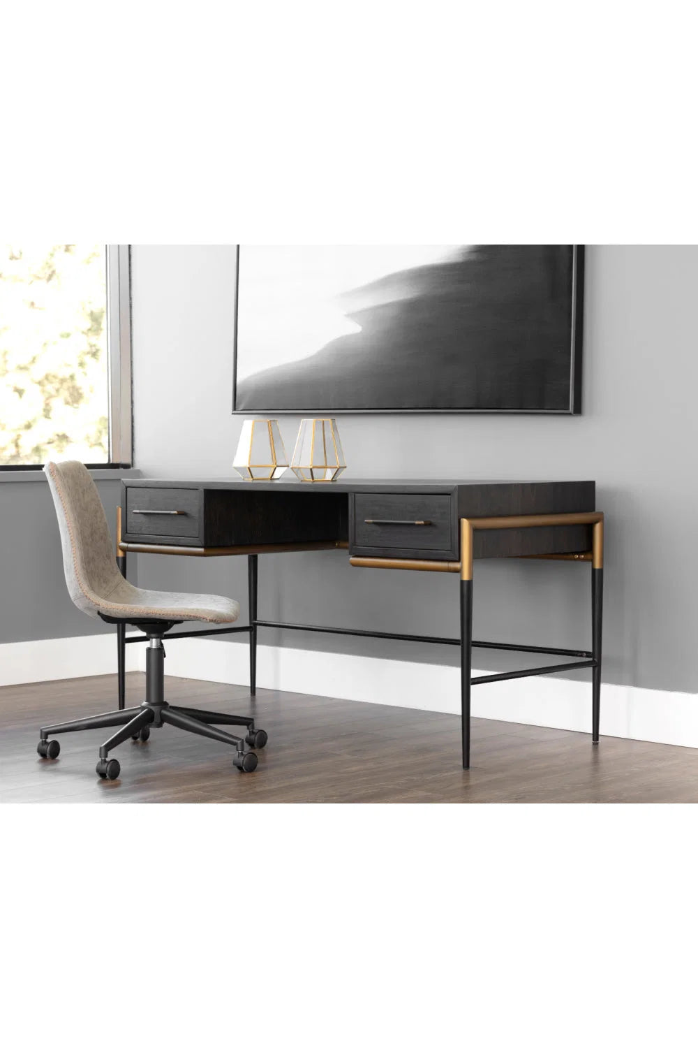 Luxury Wooden 2-Drawer Modern Desk European Style for Villa