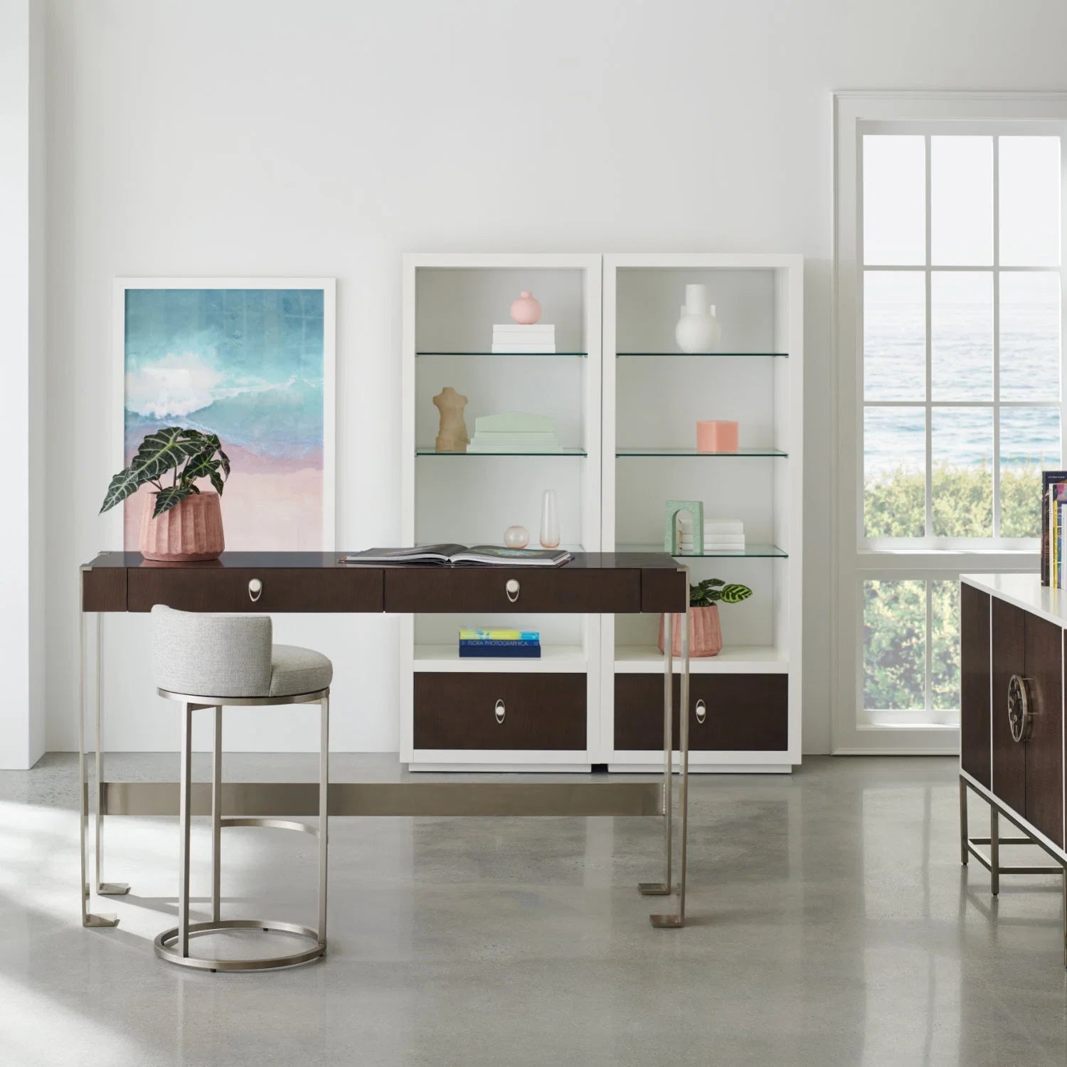 Luxury Wooden 2-Drawer Modern Desk European Style for Villa