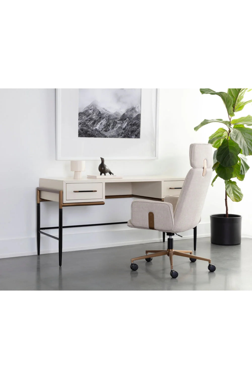 Luxury Wooden 2-Drawer Modern Desk European Style for Villa