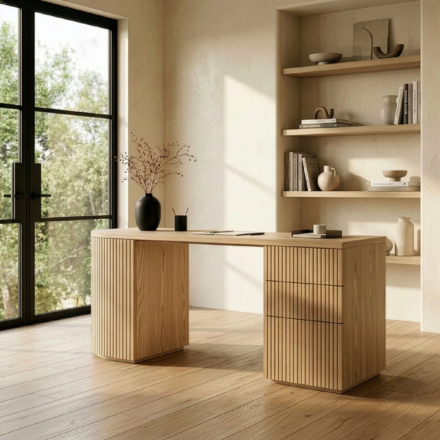 Luxury Wooden 3-Drawer Modern Desk European Style for Villa