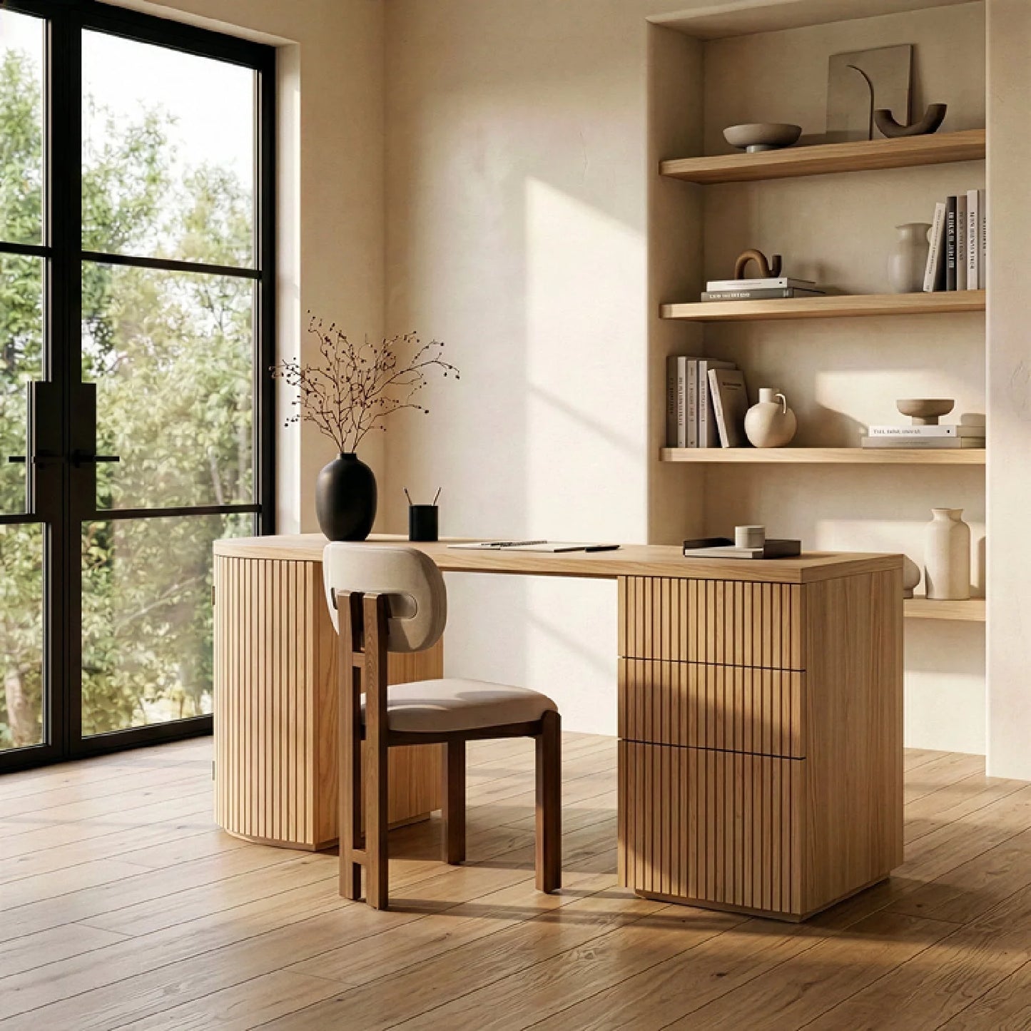 Luxury Wooden 3-Drawer Modern Desk European Style for Villa