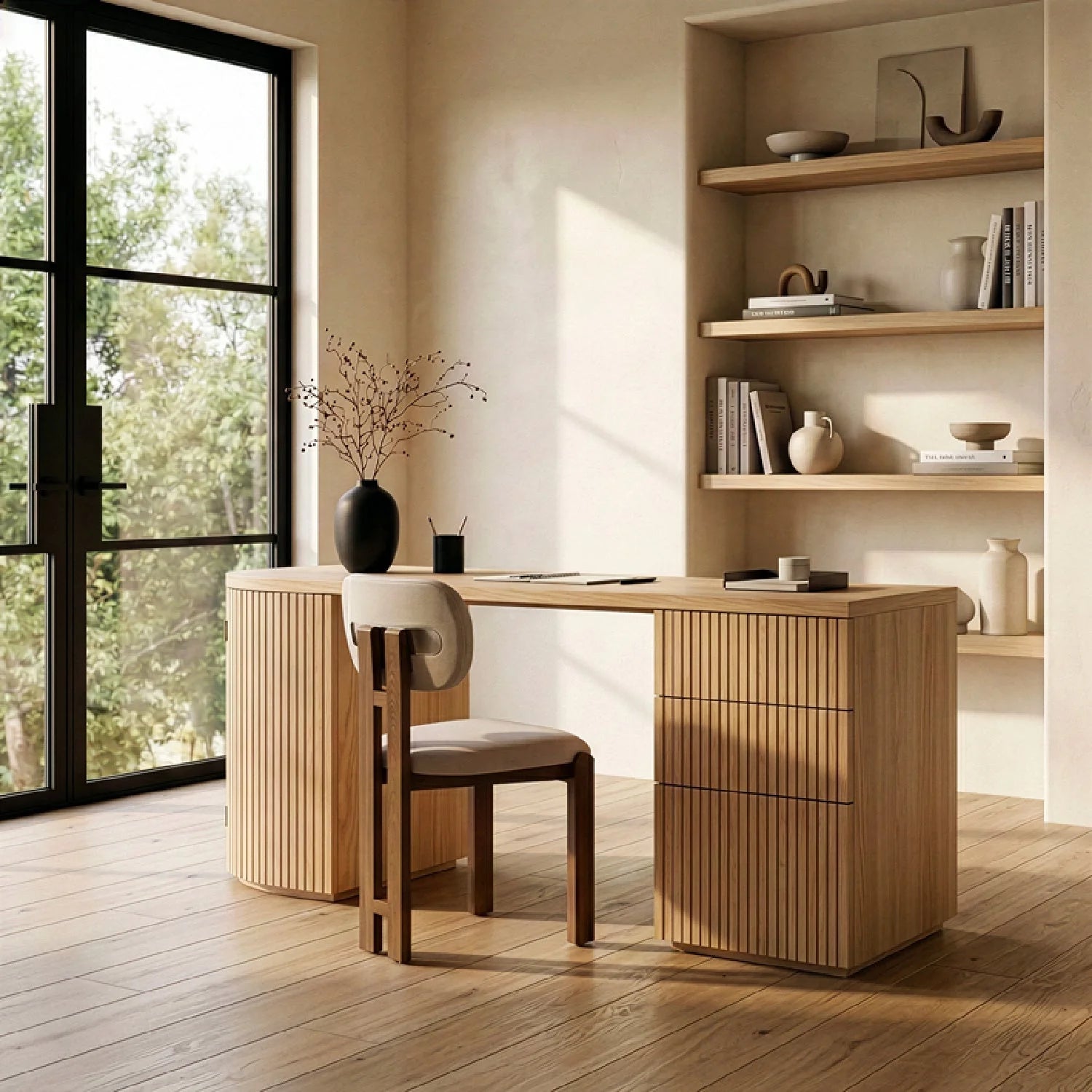 Luxury Wooden 3-Drawer Modern Desk European Style for Villa