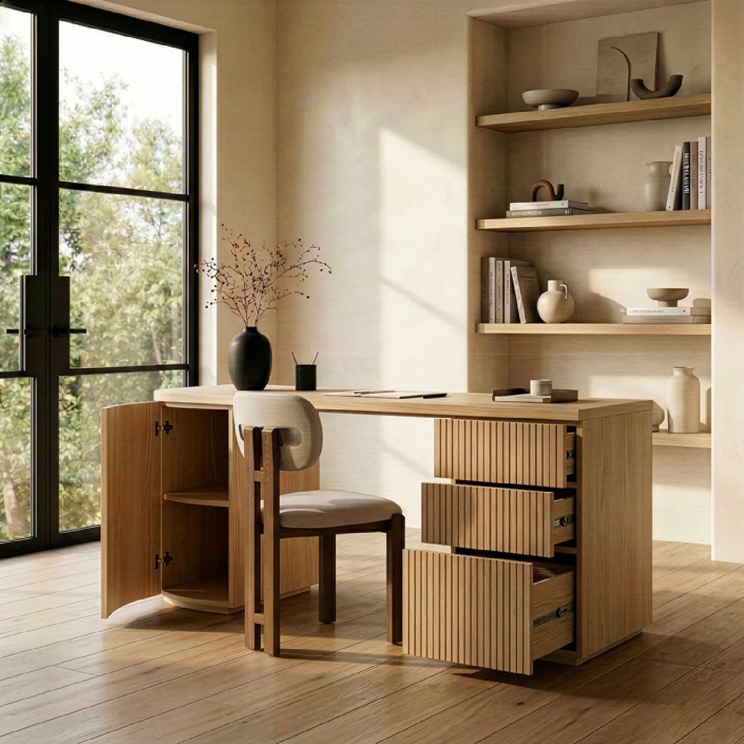 Luxury Wooden 3-Drawer Modern Desk European Style for Villa