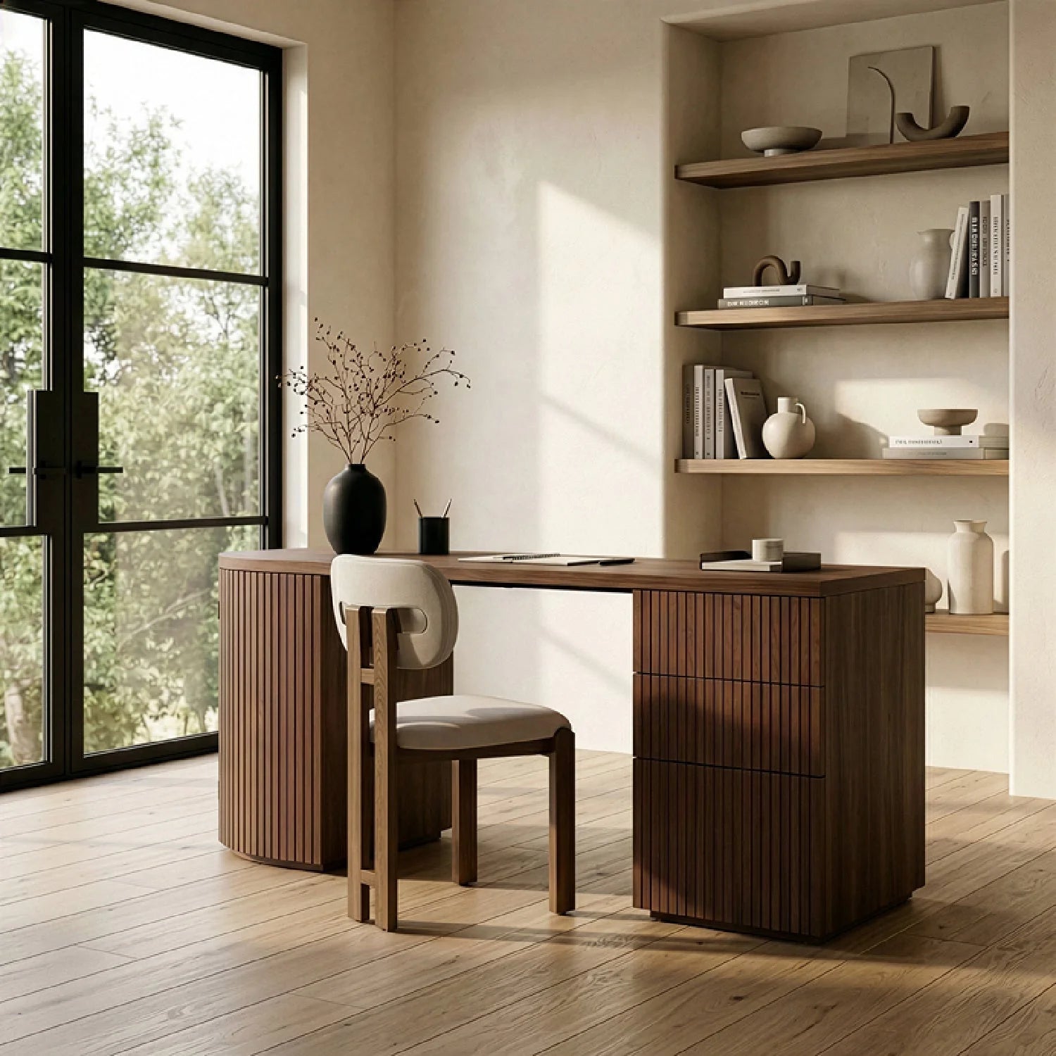 Luxury Wooden 3-Drawer Modern Desk European Style for Villa