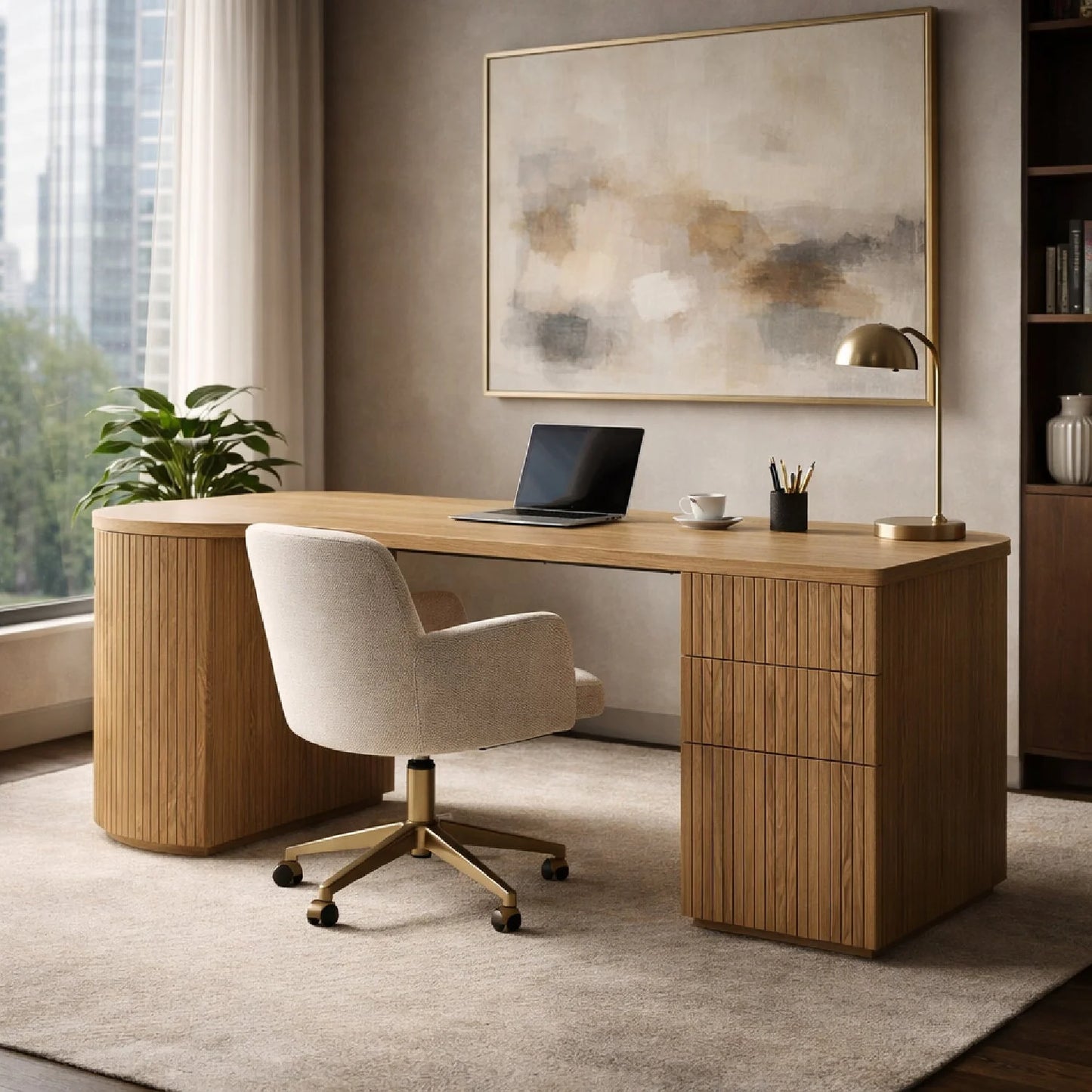 Luxury Wooden 3-Drawer Modern Desk European Style for Villa