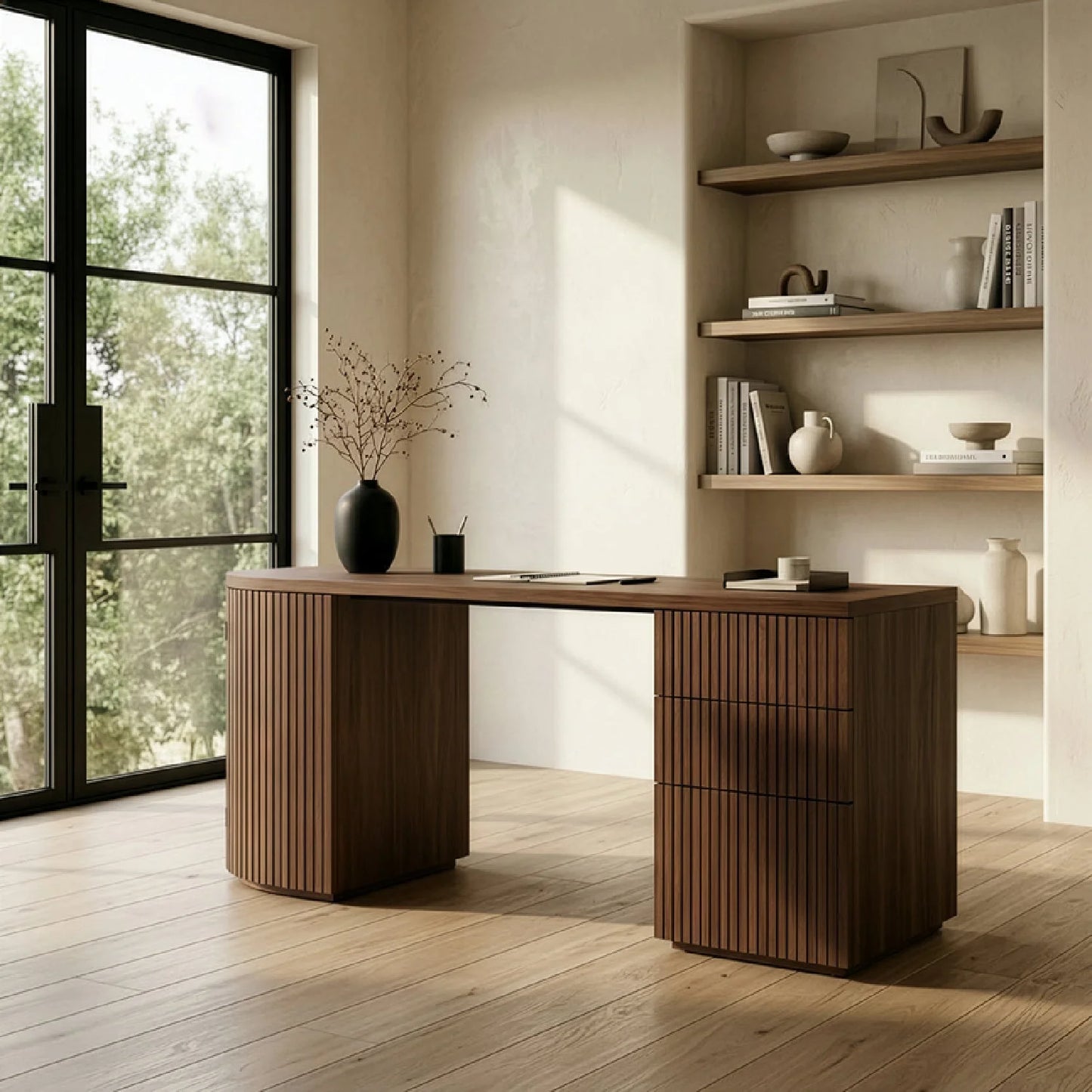 Luxury Wooden 3-Drawer Modern Desk European Style for Villa