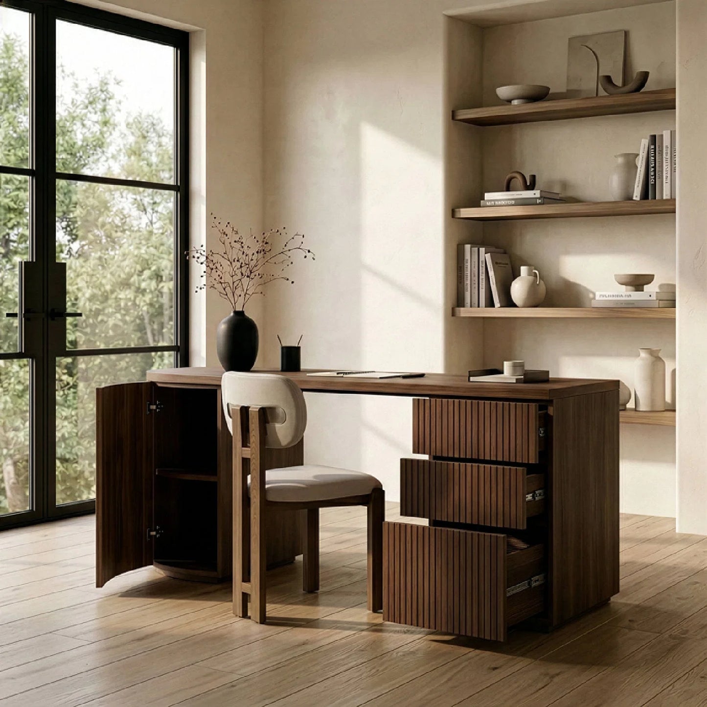 Luxury Wooden 3-Drawer Modern Desk European Style for Villa