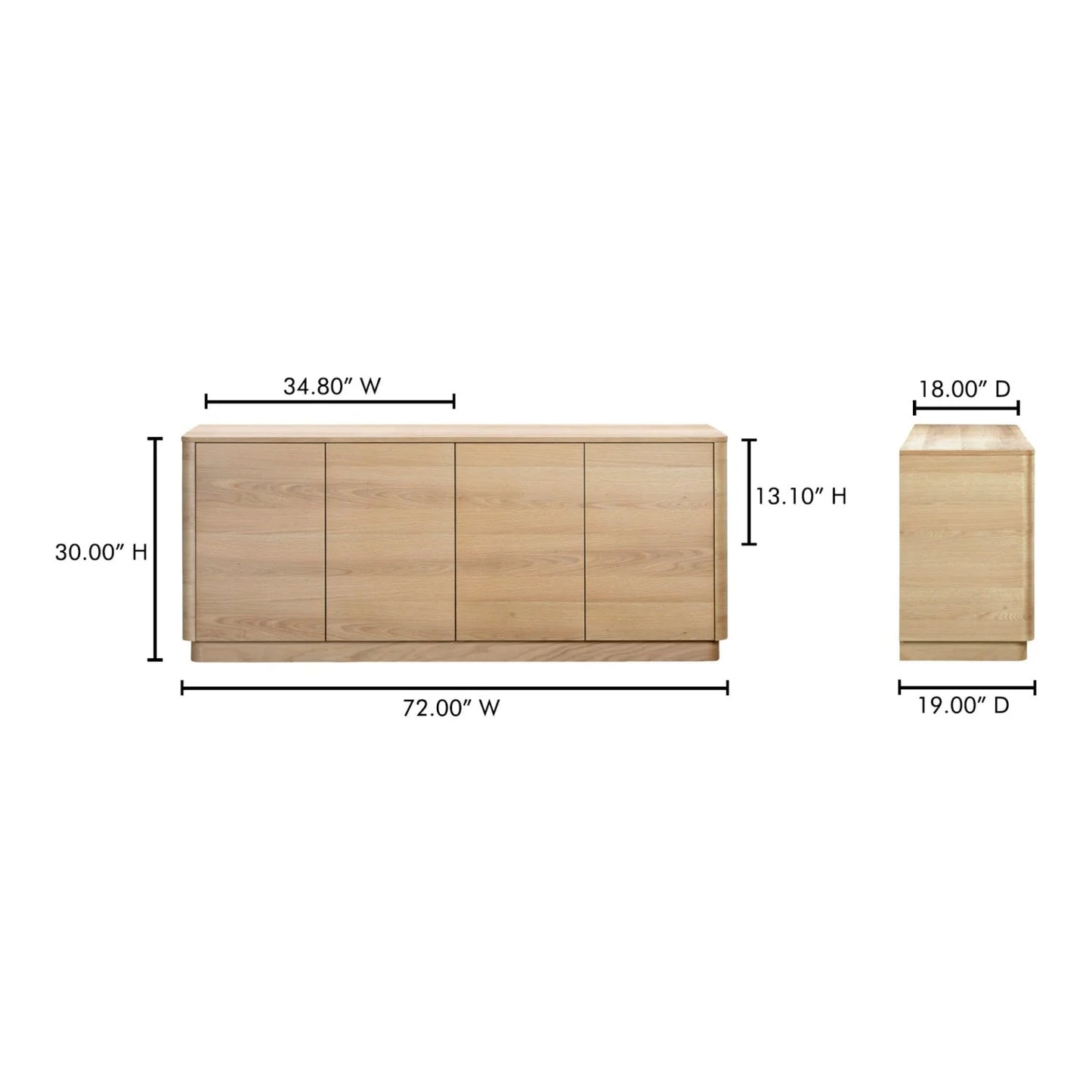 Luxury Wooden 4-Door Sideboard European Style for Villa