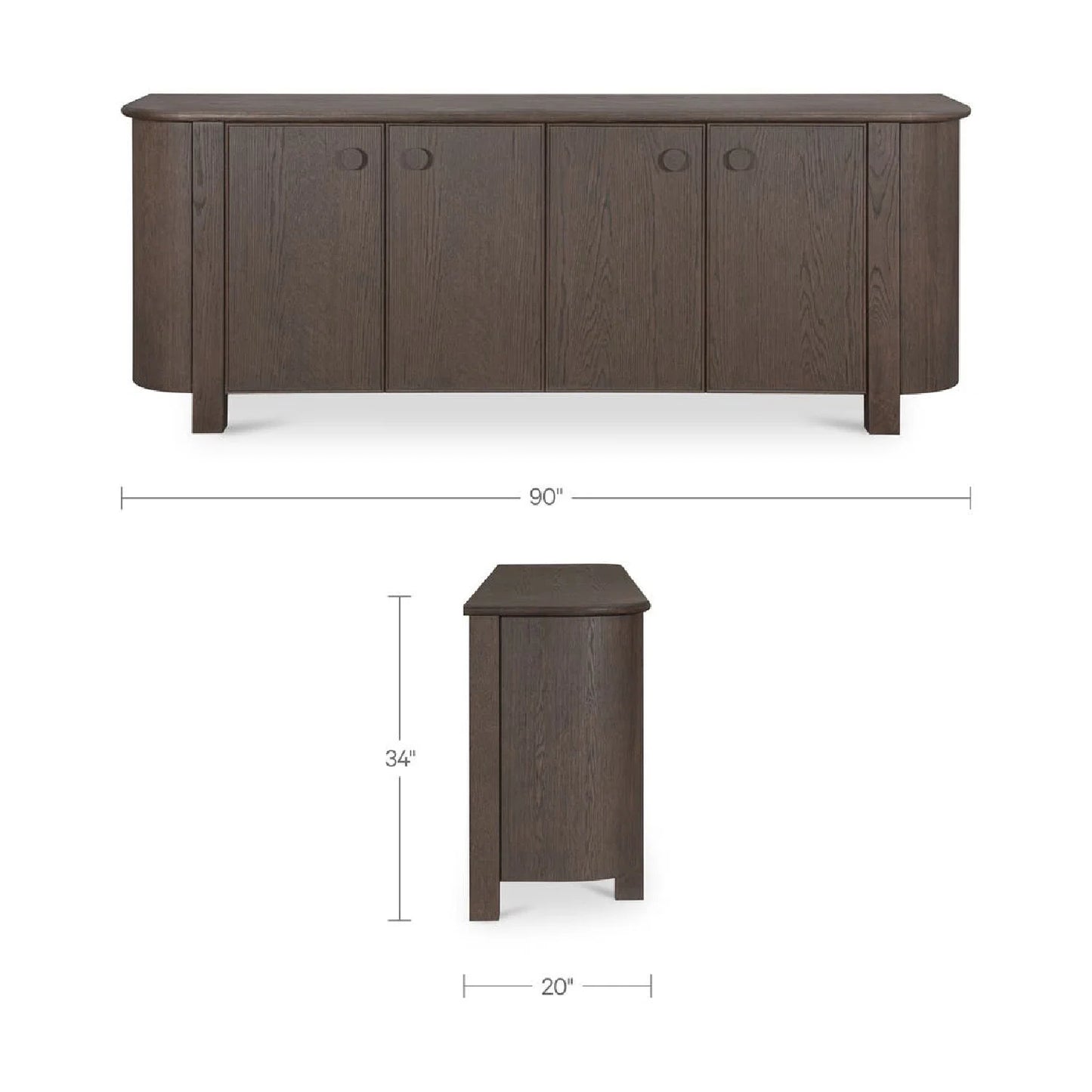 Luxury Wooden 4-Door Sideboard European Style for Villa