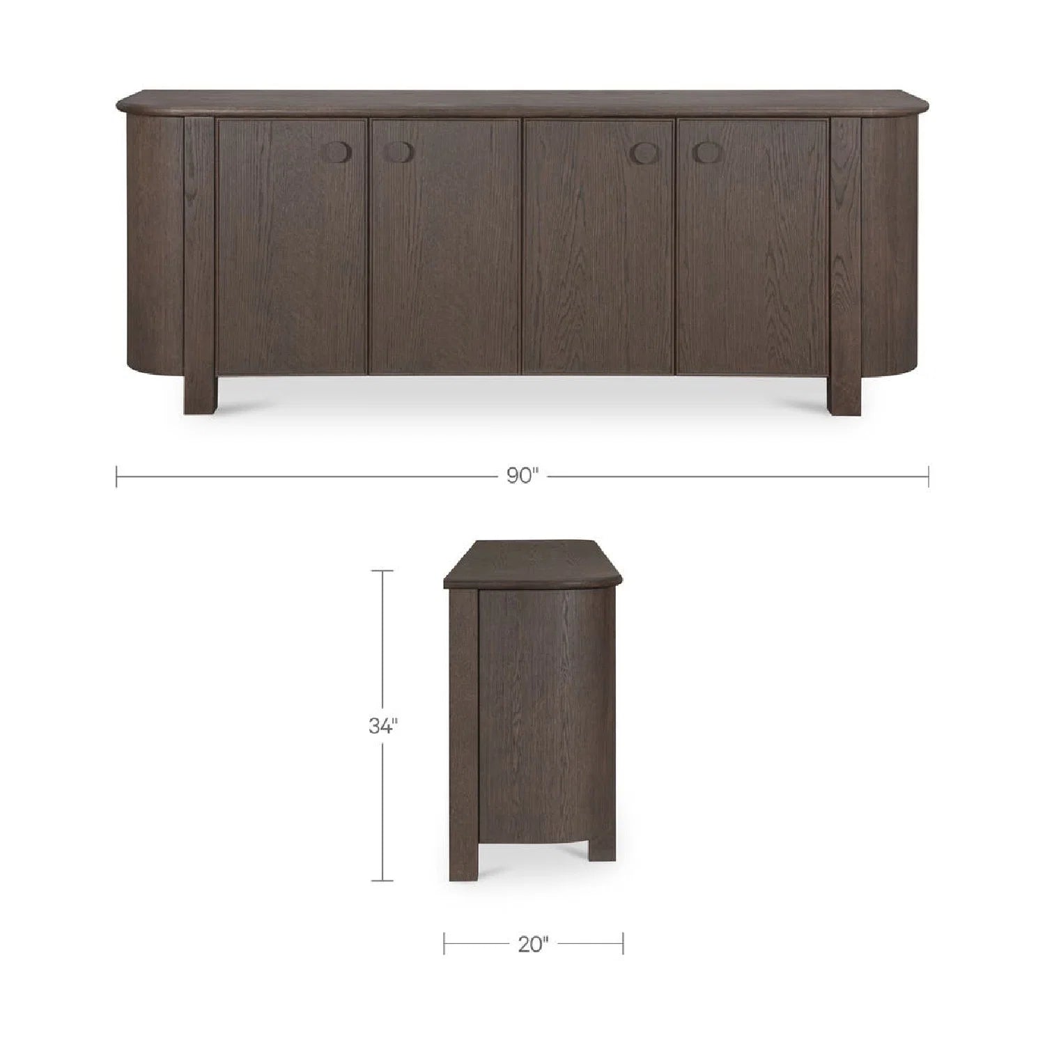 Luxury Wooden 4-Door Sideboard European Style for Villa