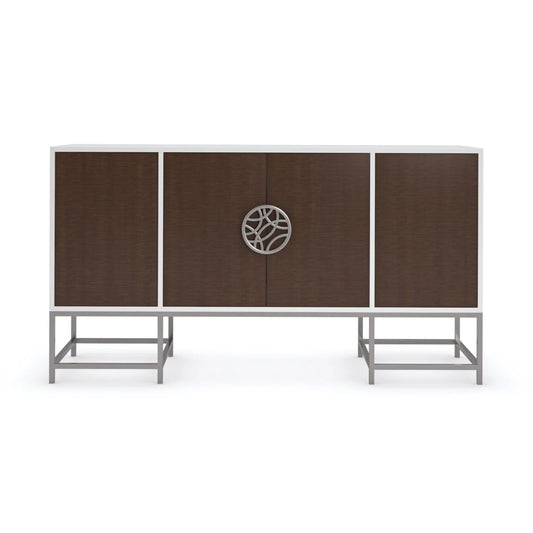 Luxury Wooden 4-Door Sideboard European Style for Villa