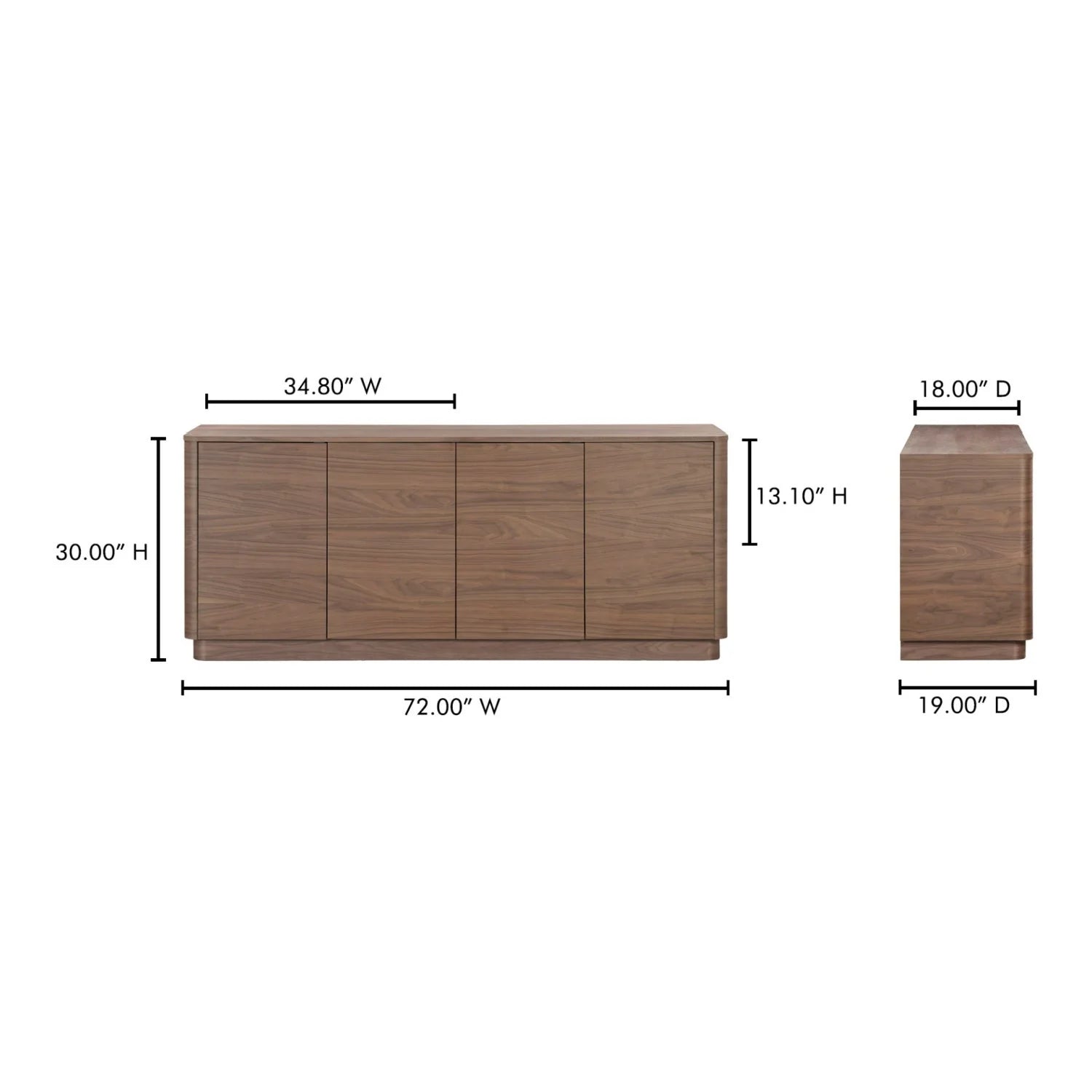 Luxury Wooden 4-Door Sideboard European Style for Villa