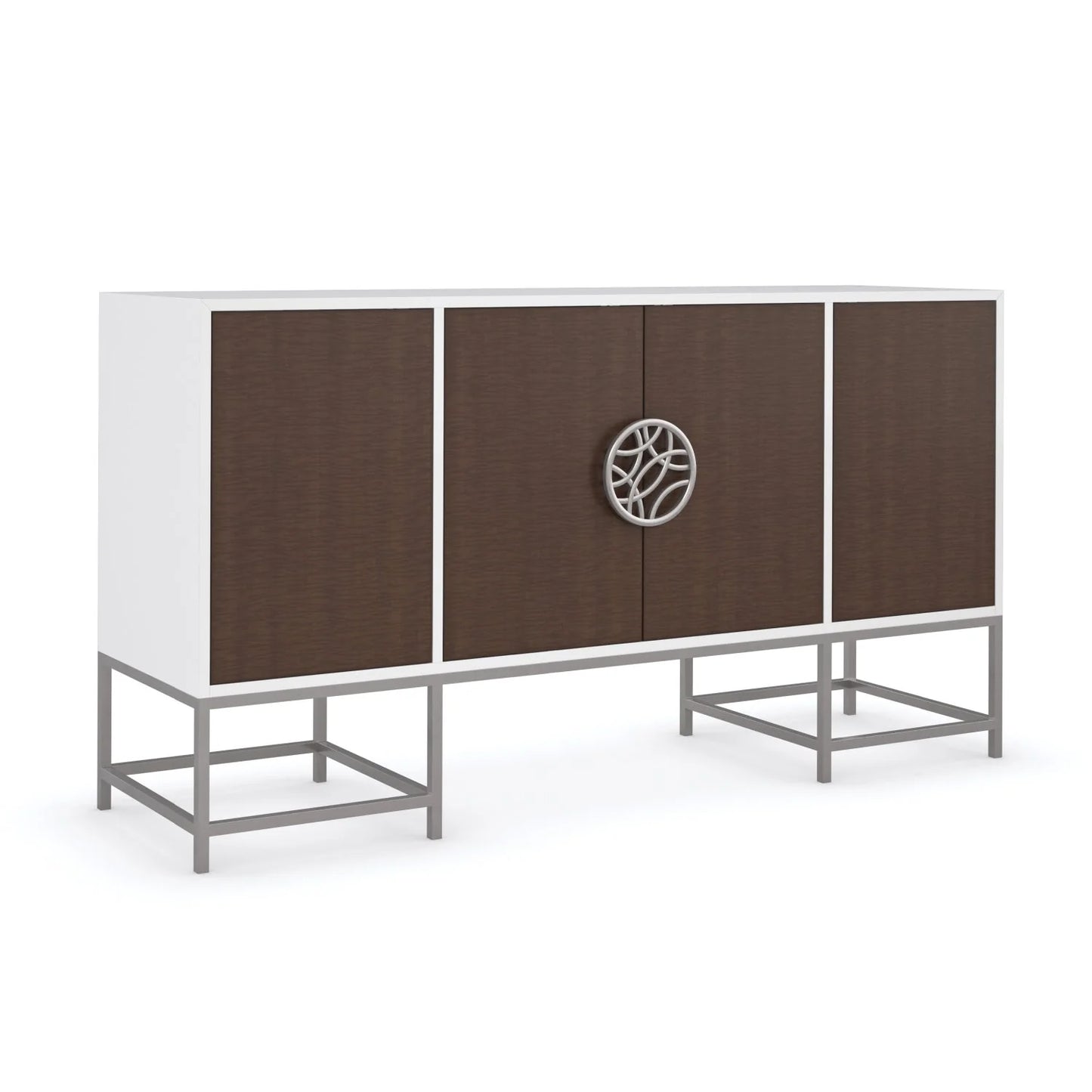 Luxury Wooden 4-Door Sideboard European Style for Villa