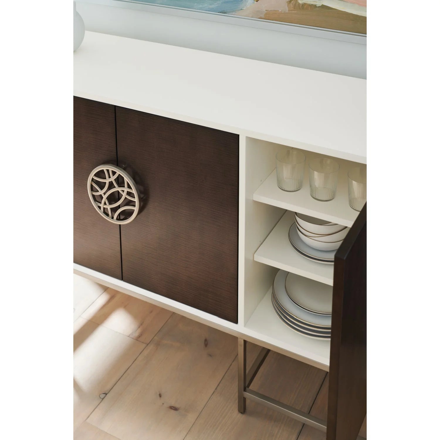 Luxury Wooden 4-Door Sideboard European Style for Villa