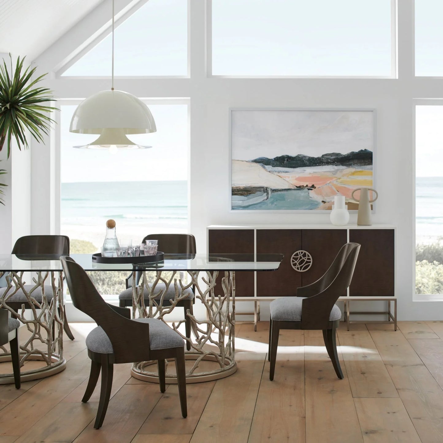 Luxury Wooden 4-Door Sideboard European Style for Villa