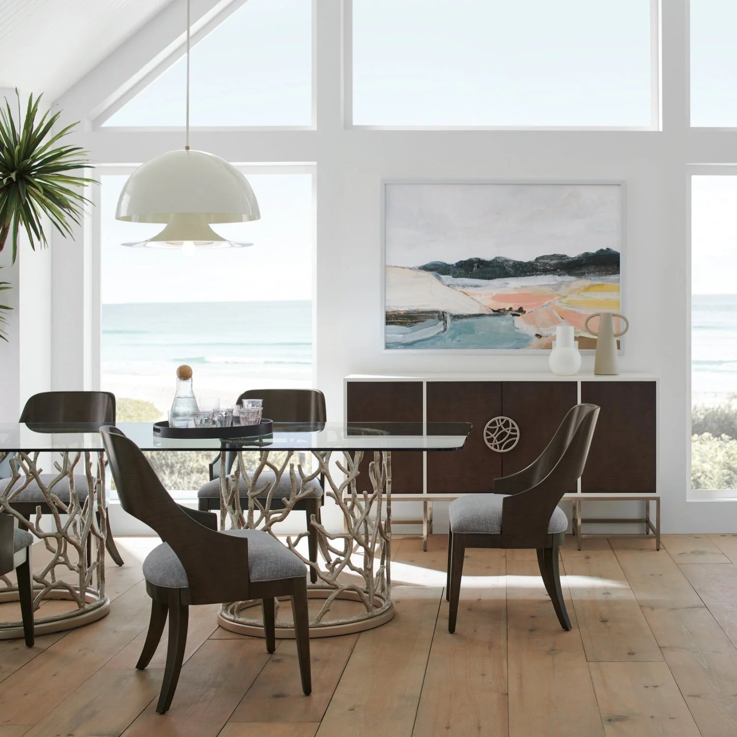 Luxury Wooden 4-Door Sideboard European Style for Villa