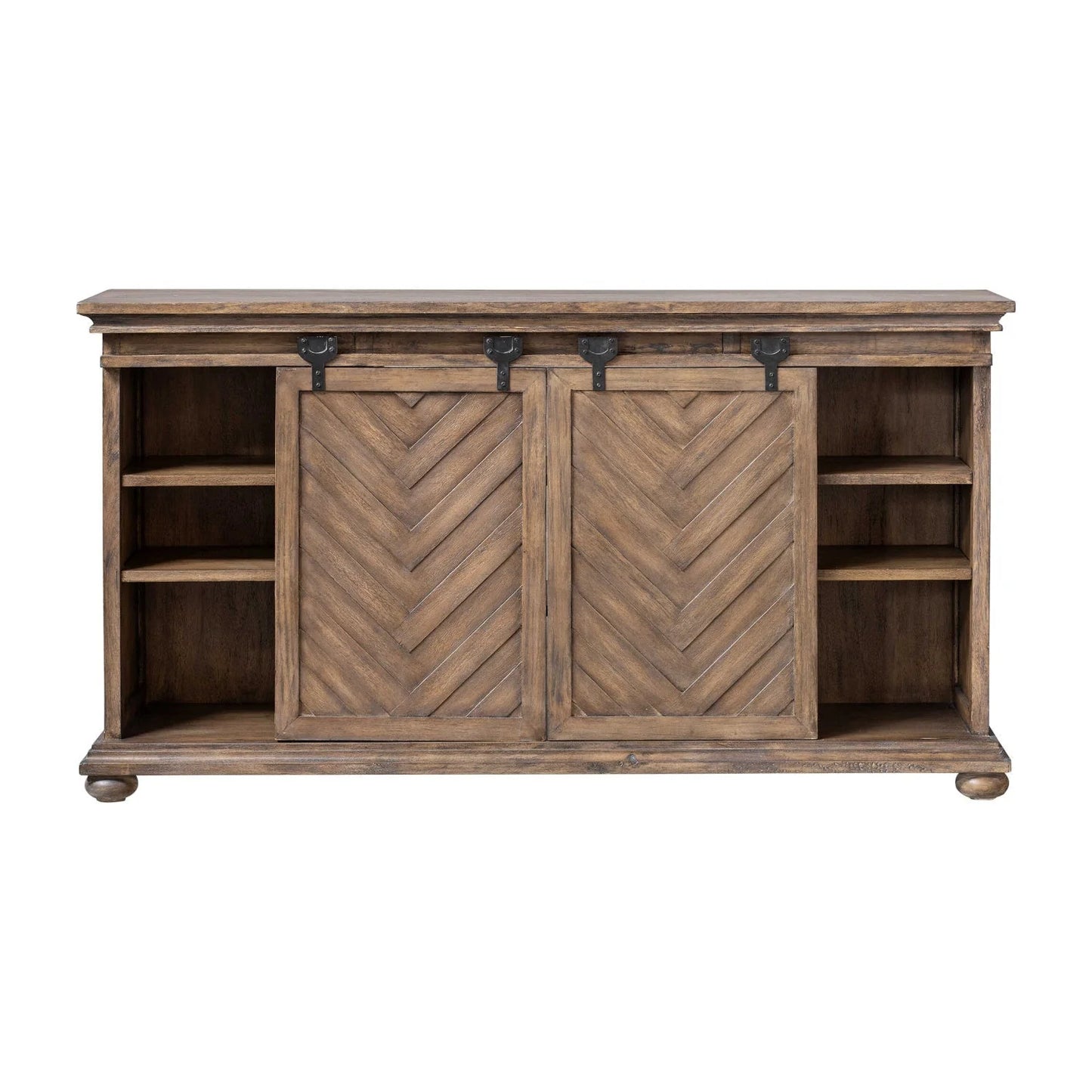 Luxury Wooden Chevron Media Console Modern Italian Style for Villa