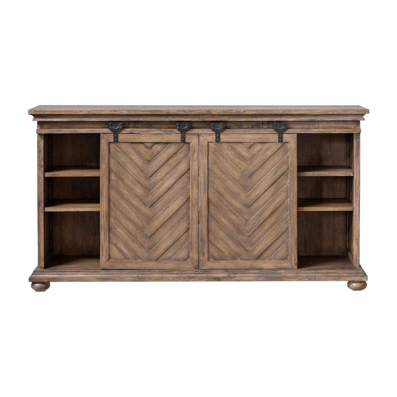Luxury Wooden Chevron Media Console Modern Italian Style for Villa