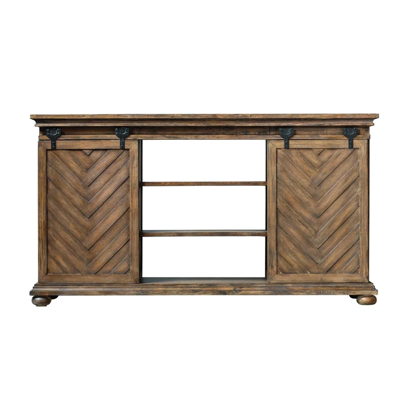 Luxury Wooden Chevron Media Console Modern Italian Style for Villa