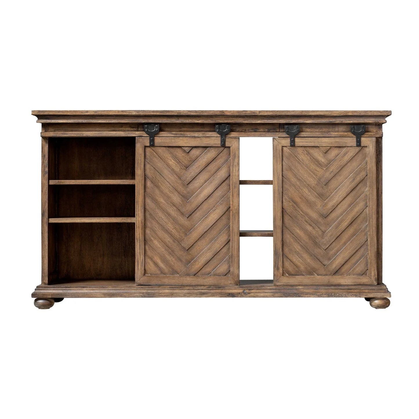 Luxury Wooden Chevron Media Console Modern Italian Style for Villa