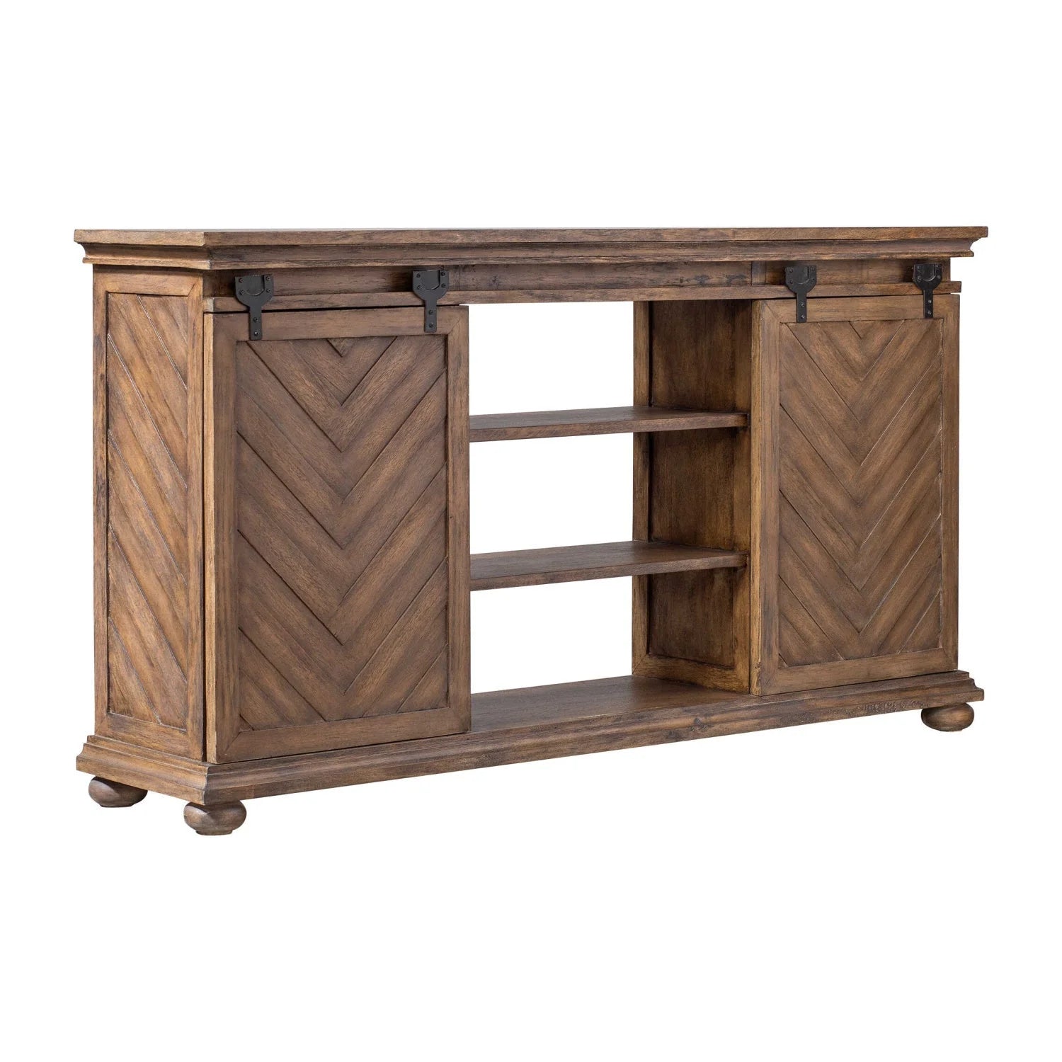 Luxury Wooden Chevron Media Console Modern Italian Style for Villa