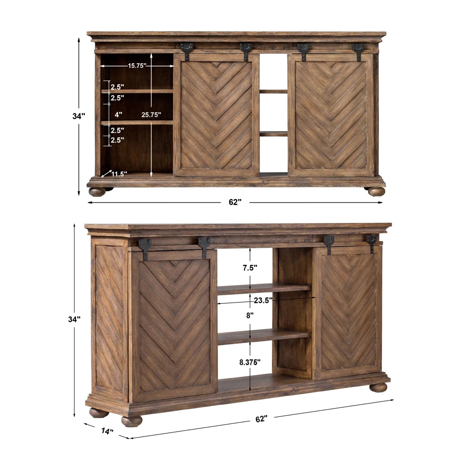 Luxury Wooden Chevron Media Console Modern Italian Style for Villa