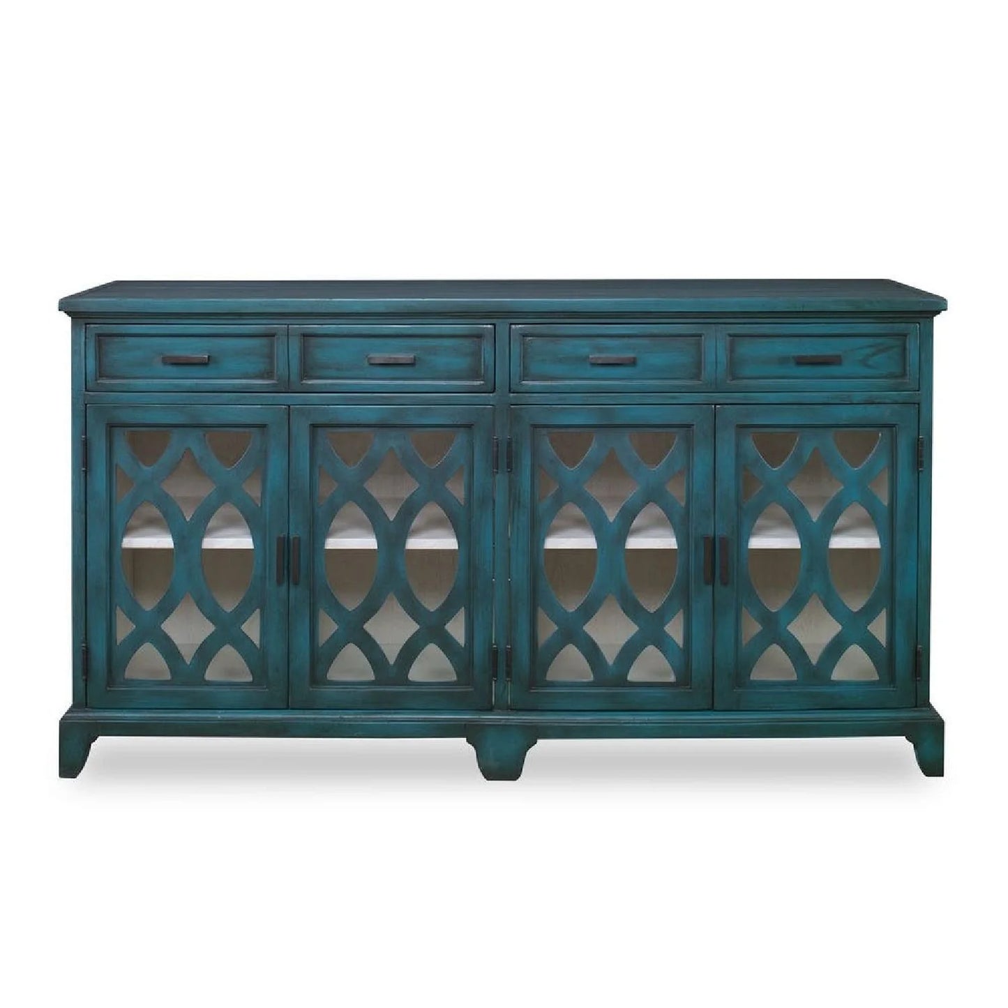 Luxury Wooden Cutout 4-Door Sideboard European Style for Villa