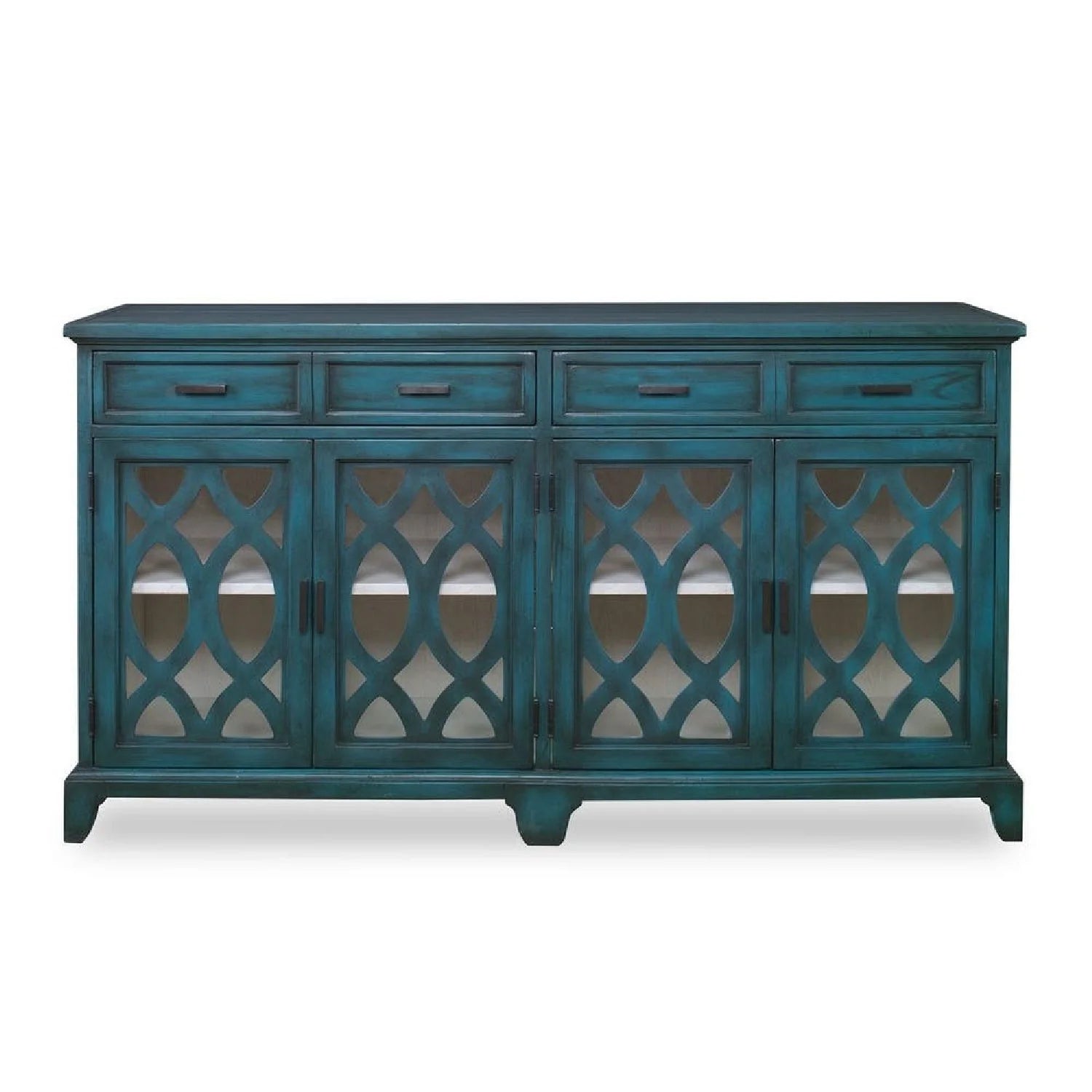 Luxury Wooden Cutout 4-Door Sideboard European Style for Villa