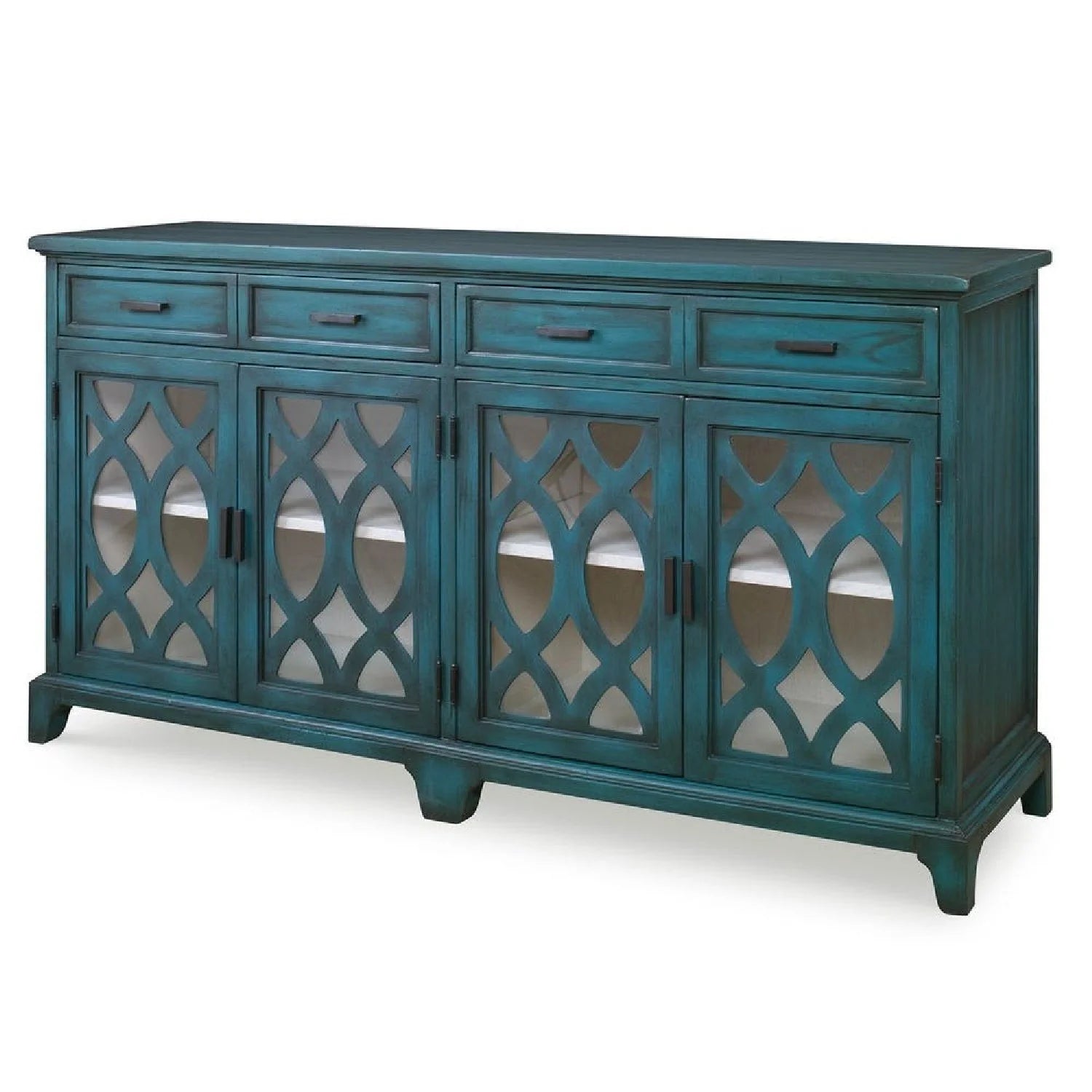 Luxury Wooden Cutout 4-Door Sideboard European Style for Villa
