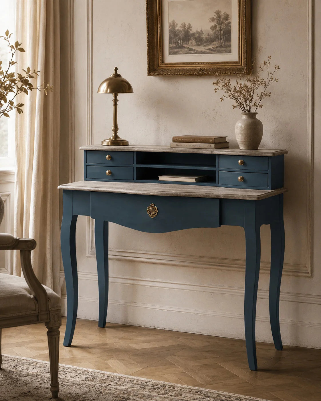 Luxury Wooden French Modern Writing Desk European Style for Villa
