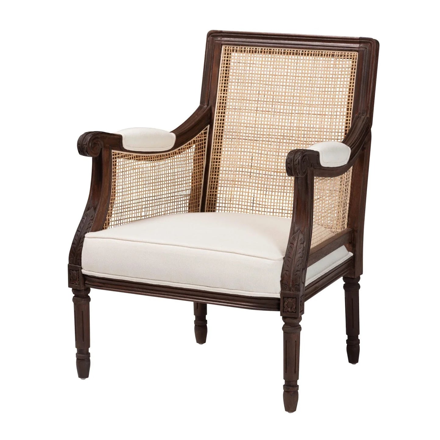 Luxury Wooden Padded Accent Chair Modern European Style for Villa