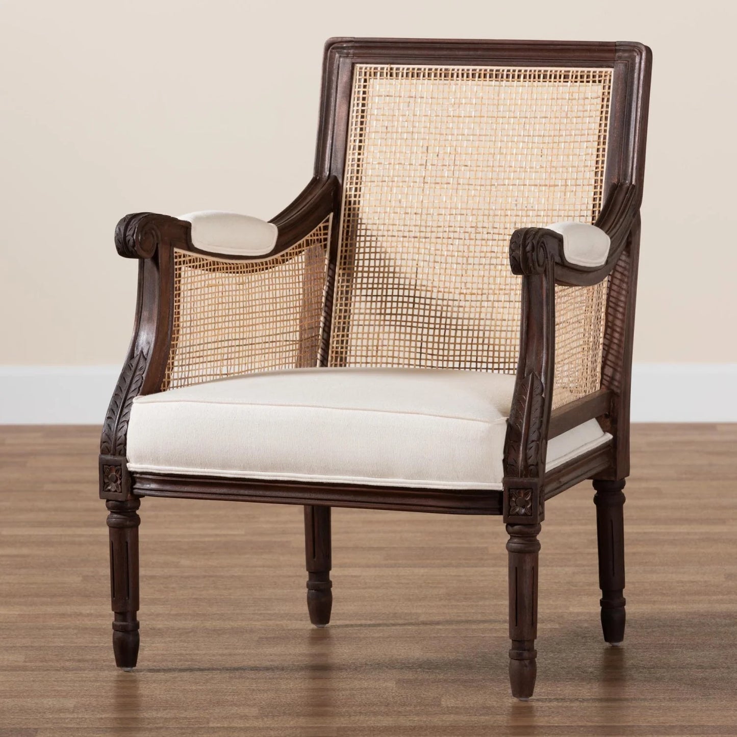 Luxury Wooden Padded Accent Chair Modern European Style for Villa