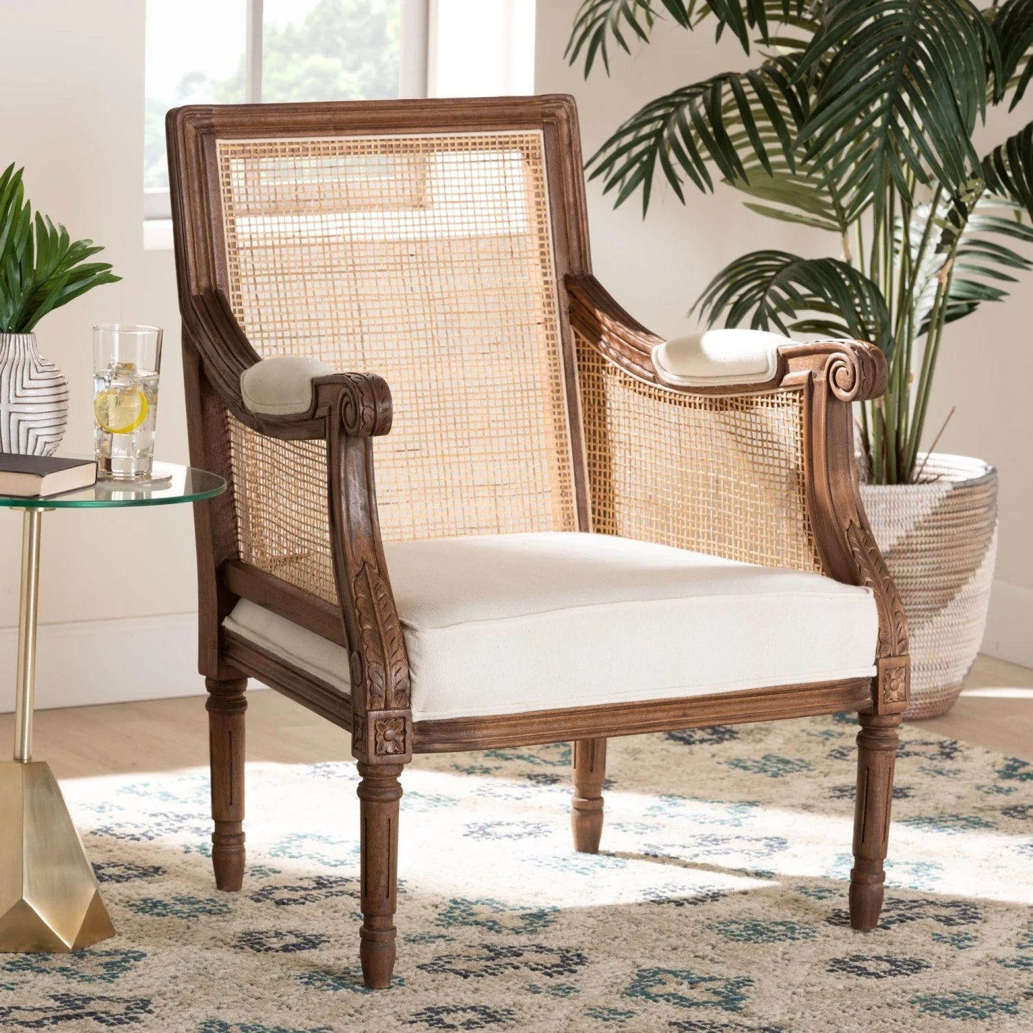 Luxury Wooden Padded Accent Chair Modern European Style for Villa