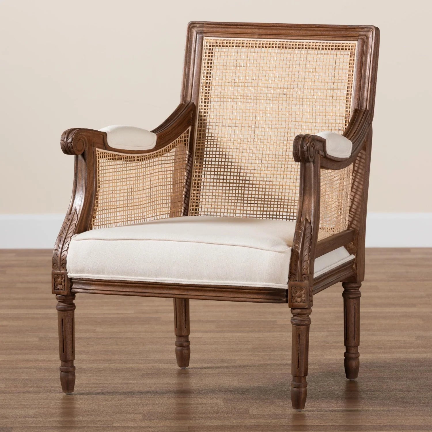Luxury Wooden Padded Accent Chair Modern European Style for Villa