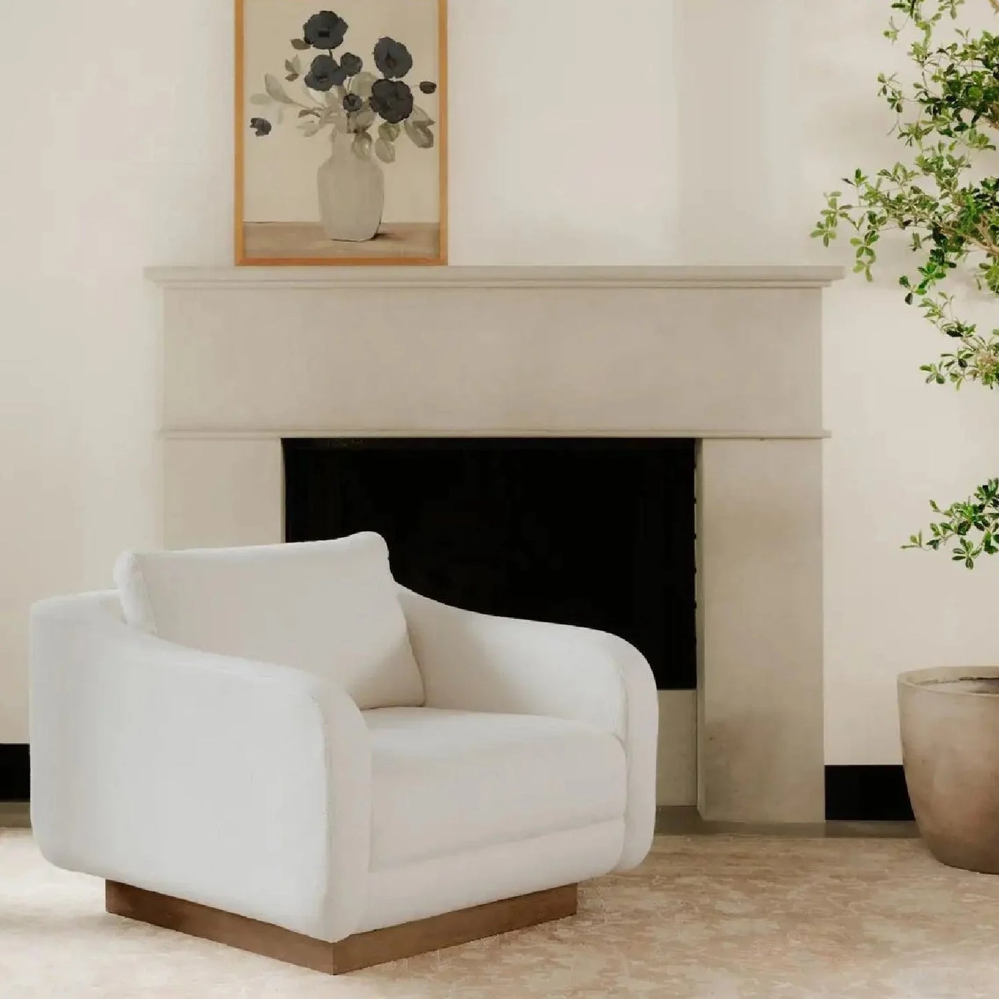 Luxury Wooden Plinth Lounge Chair Modern Italian Style for Villa