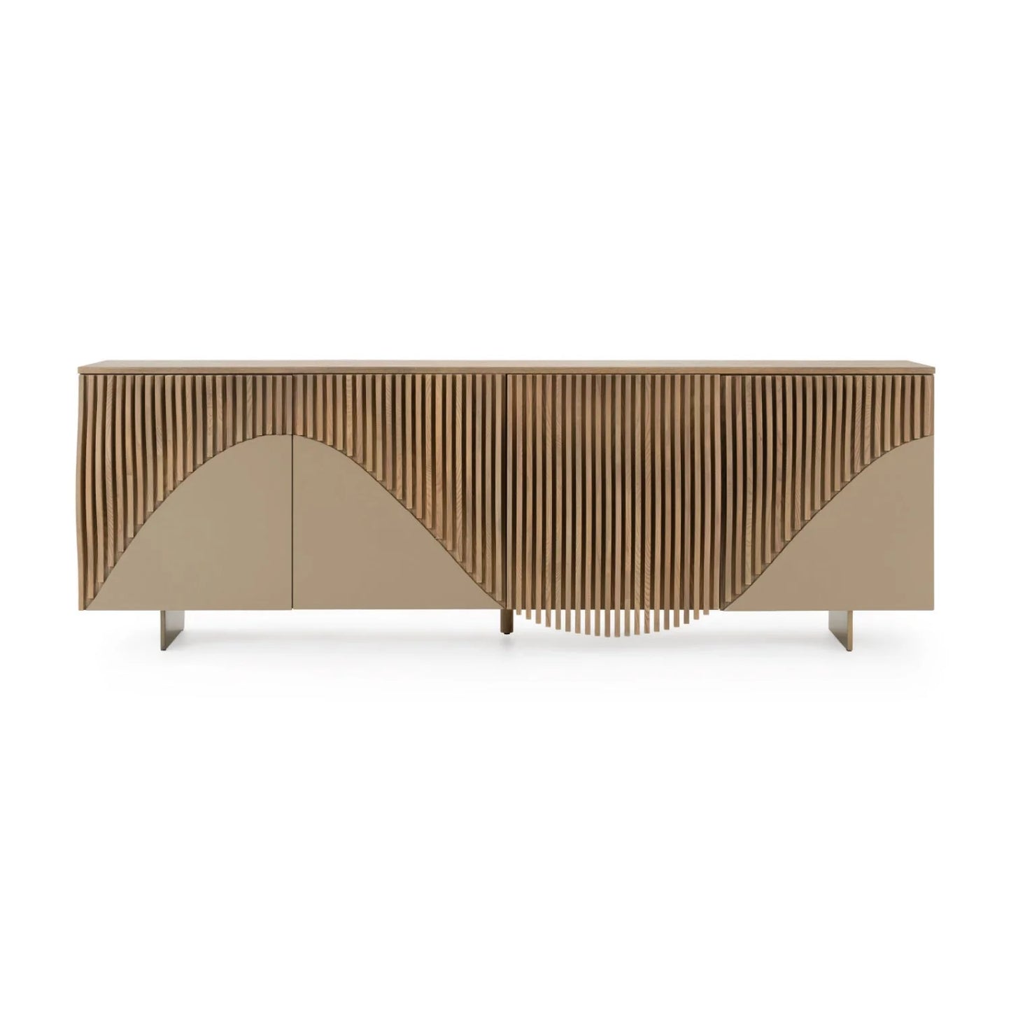 Luxury Wooden Wavy-Fluted Sideboard European Style for Villa
