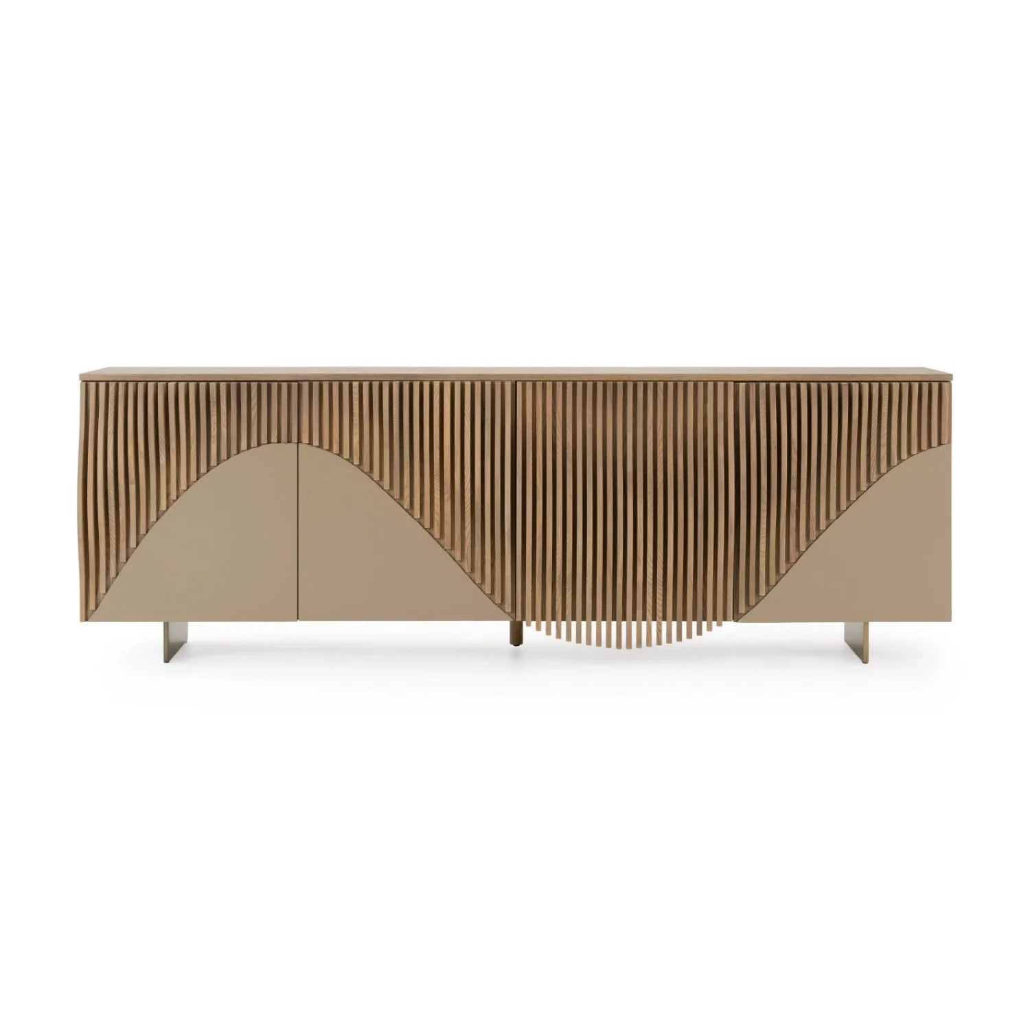 Luxury Wooden Wavy-Fluted Sideboard European Style for Villa