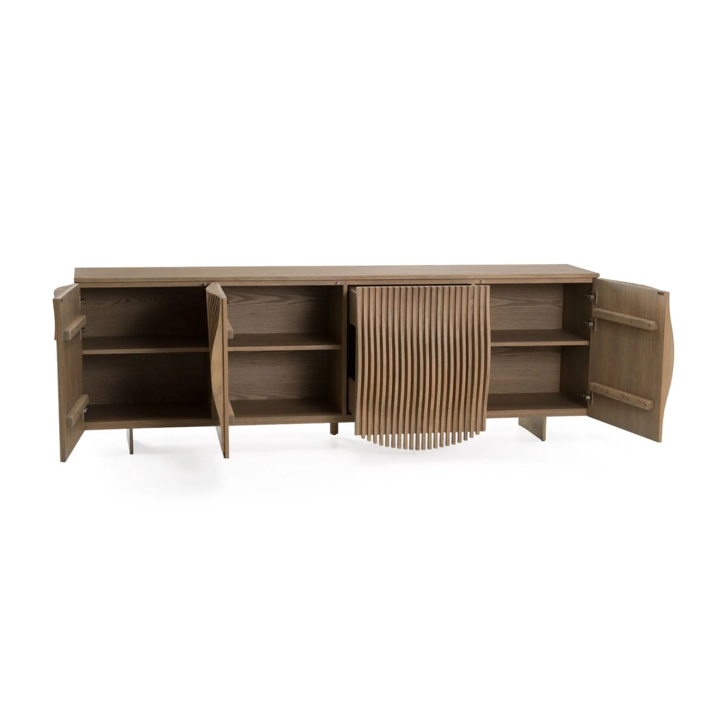 Luxury Wooden Wavy-Fluted Sideboard European Style for Villa