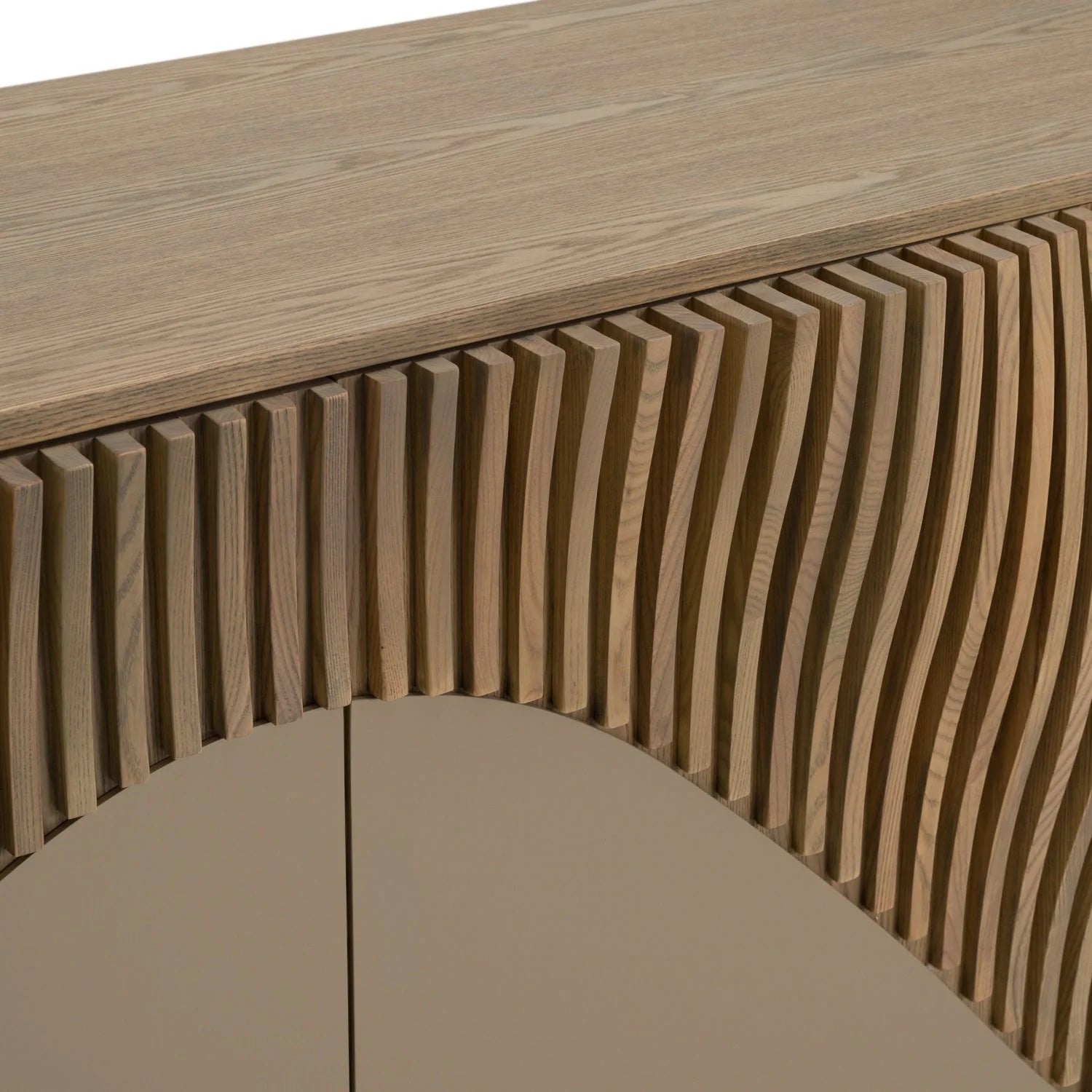 Luxury Wooden Wavy-Fluted Sideboard European Style for Villa