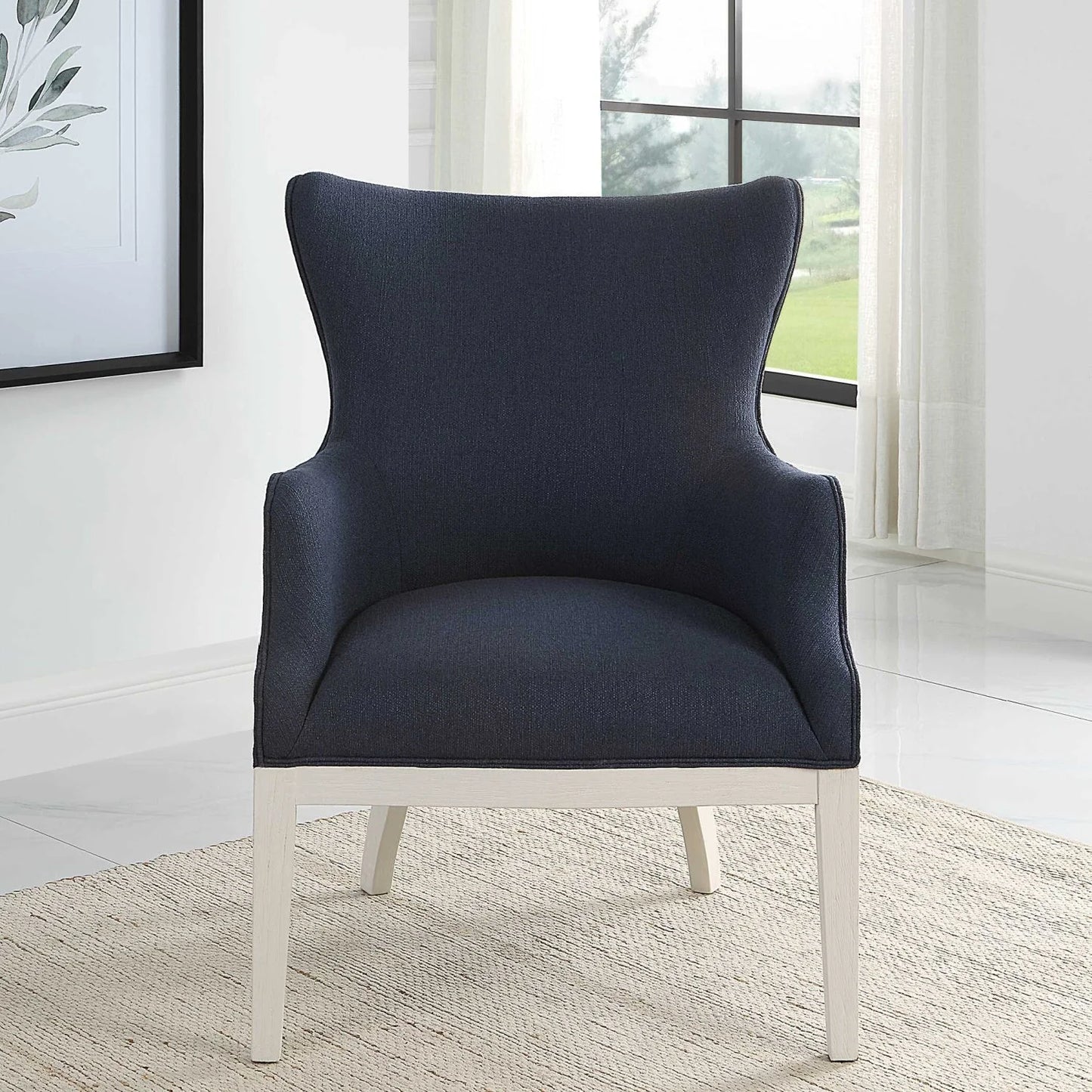 Luxury Woven Blue Accent Chair European Style for Villa