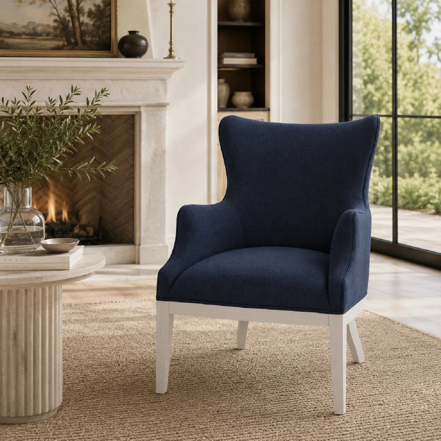 Luxury Woven Blue Accent Chair European Style for Villa
